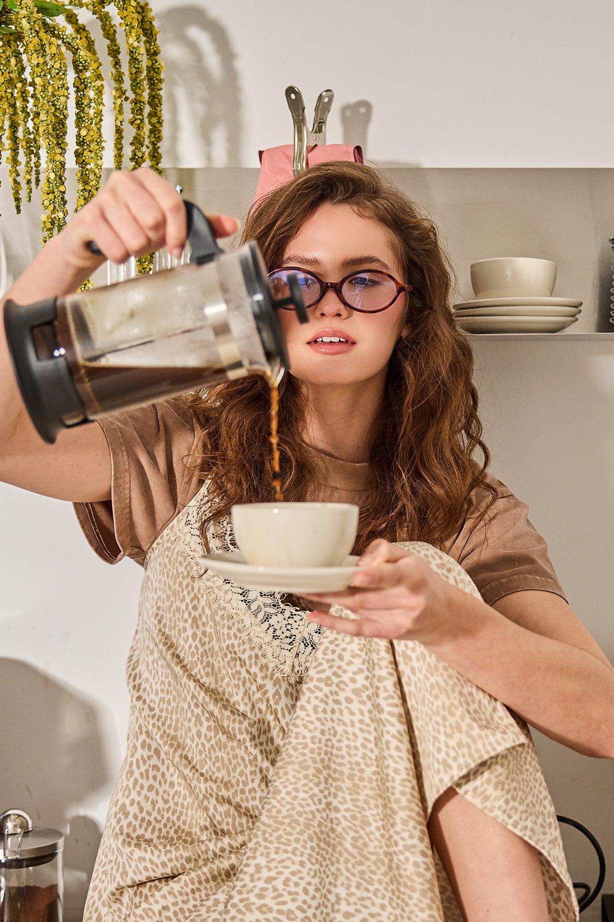 Alma A-Line Dress Micro Leo Beige