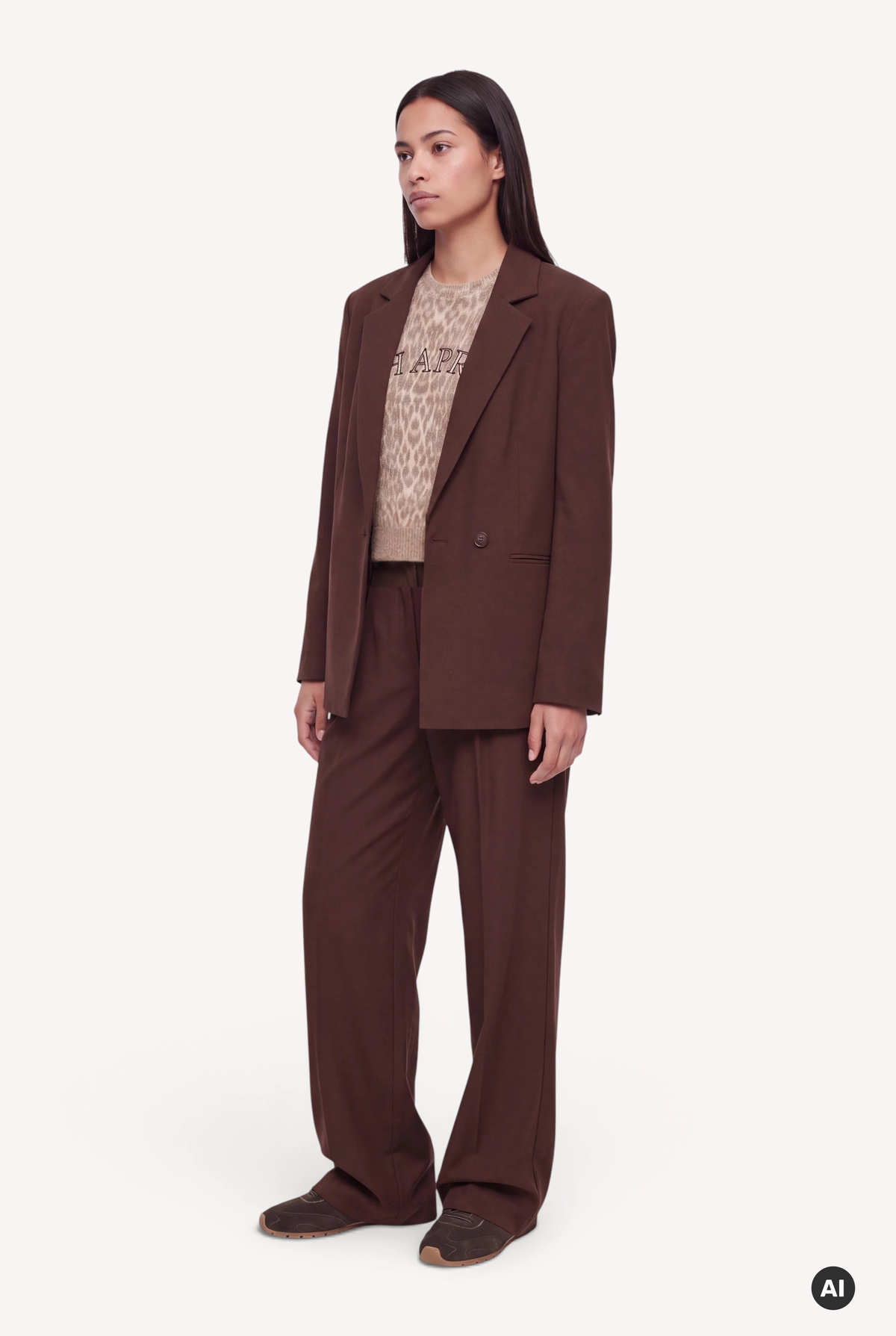 Isalie Asymmetric Blazer Dark Brown