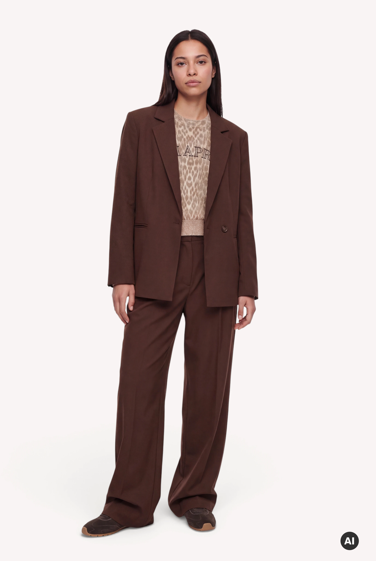 Isalie Asymmetric Blazer Dark Brown