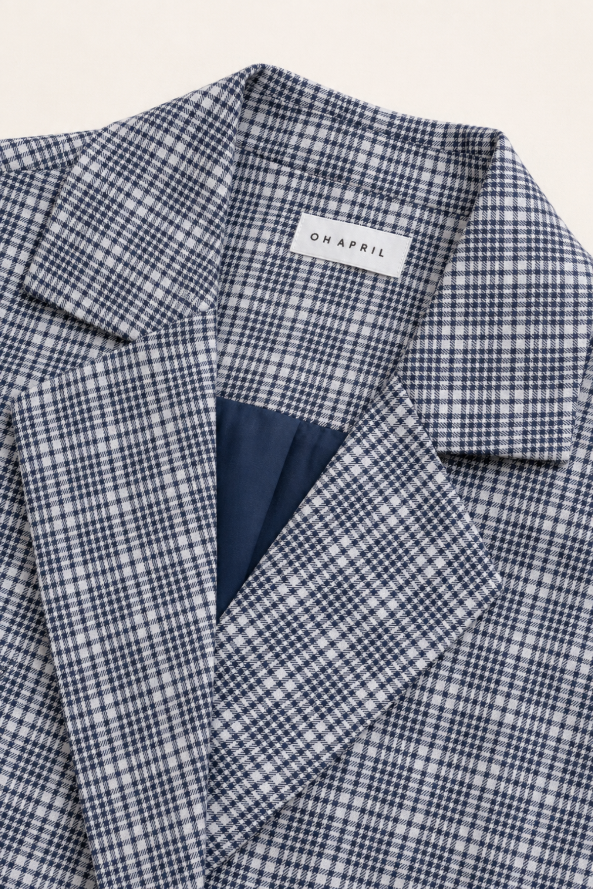 Isalie Asymmetric Blazer Navy Check