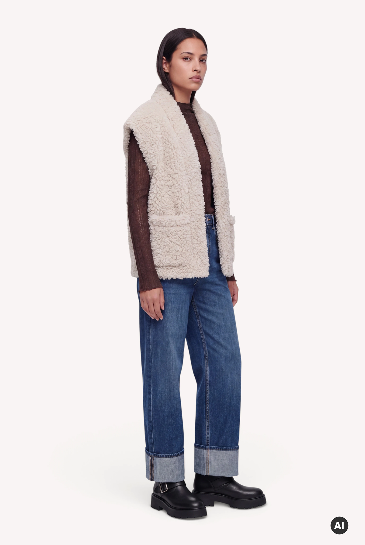 Jolie Fur Vest Off White