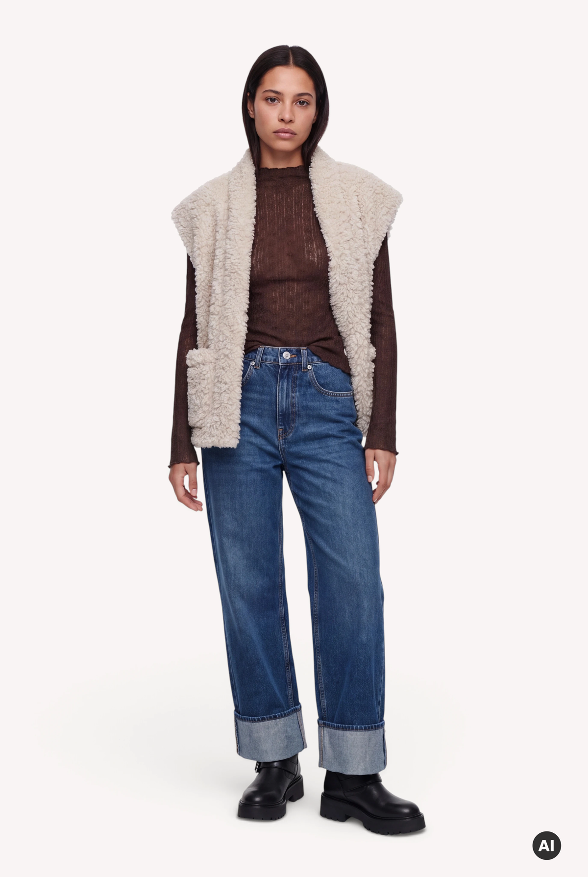 Jolie Fur Vest Off White