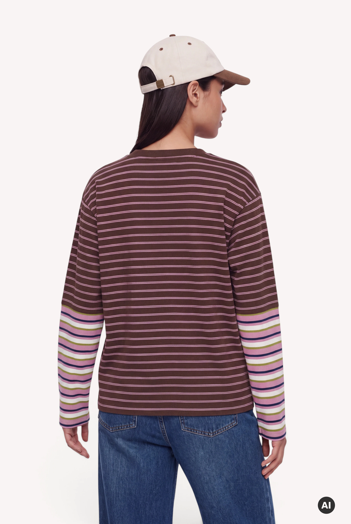 Layered BF T-Shirt Dark Brown Stripe