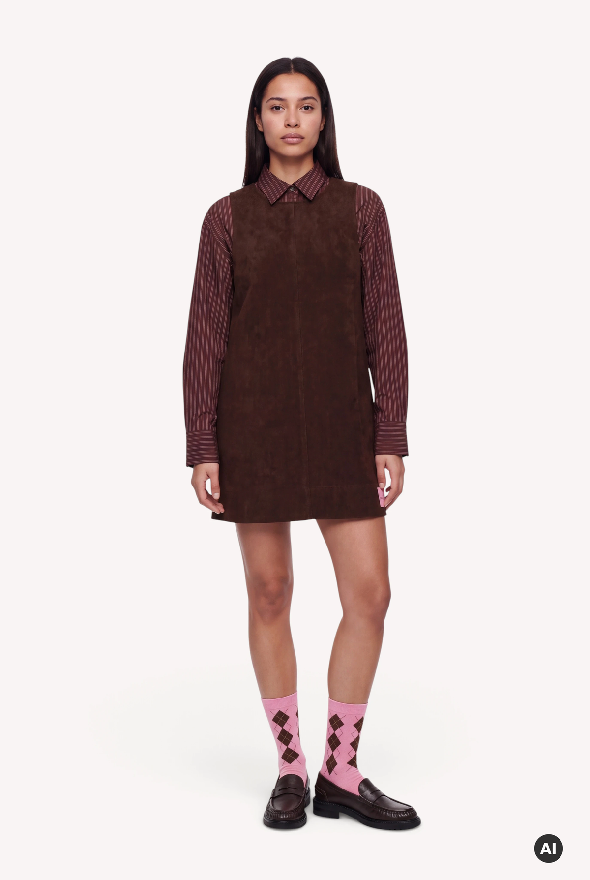 Lorena Velour Dress Dark Brown