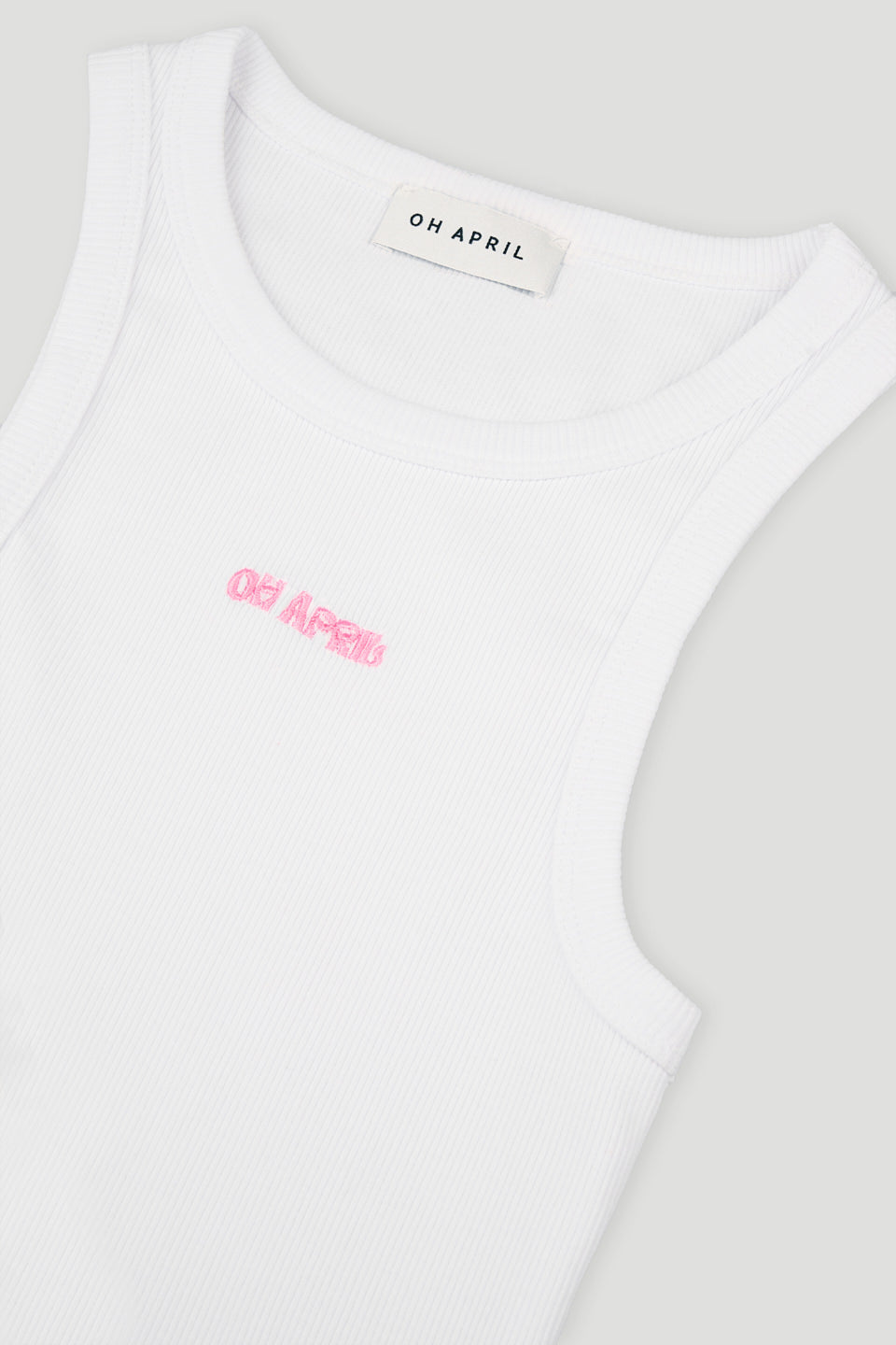 Asa Rib Top White/Pink