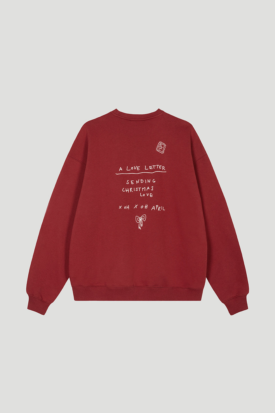 Oversized Sweater Letter Wine Red