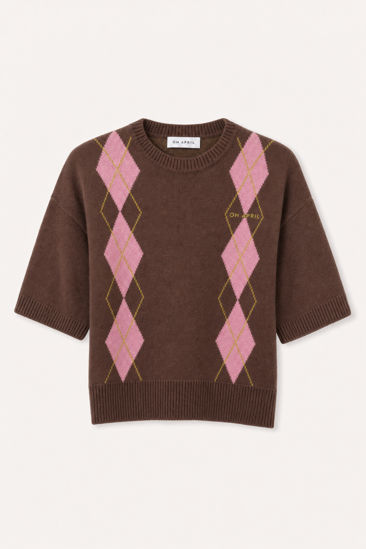 Margaux Knit T-Shirt Dark Brown Argyle