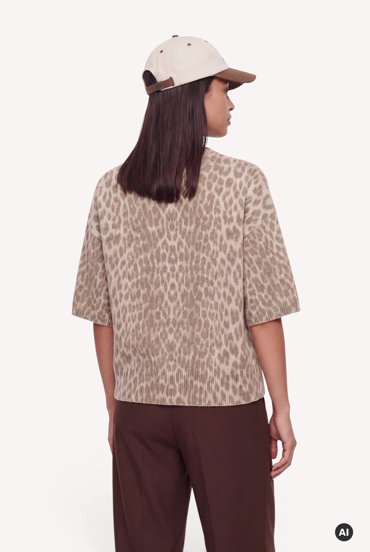 Margaux Knit T-Shirt Leo Beige