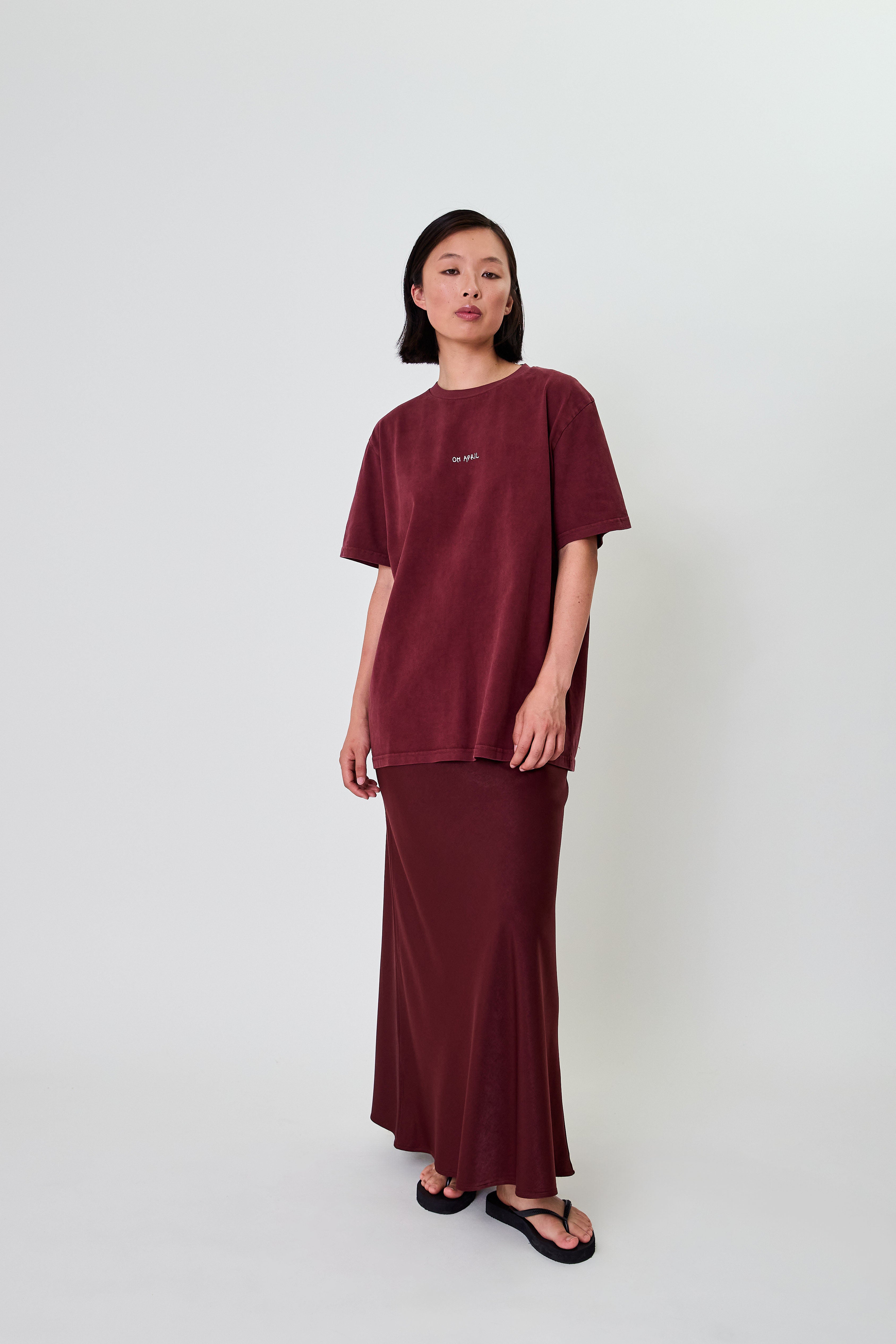 Jaelynn Satin Skirt Cherrywood