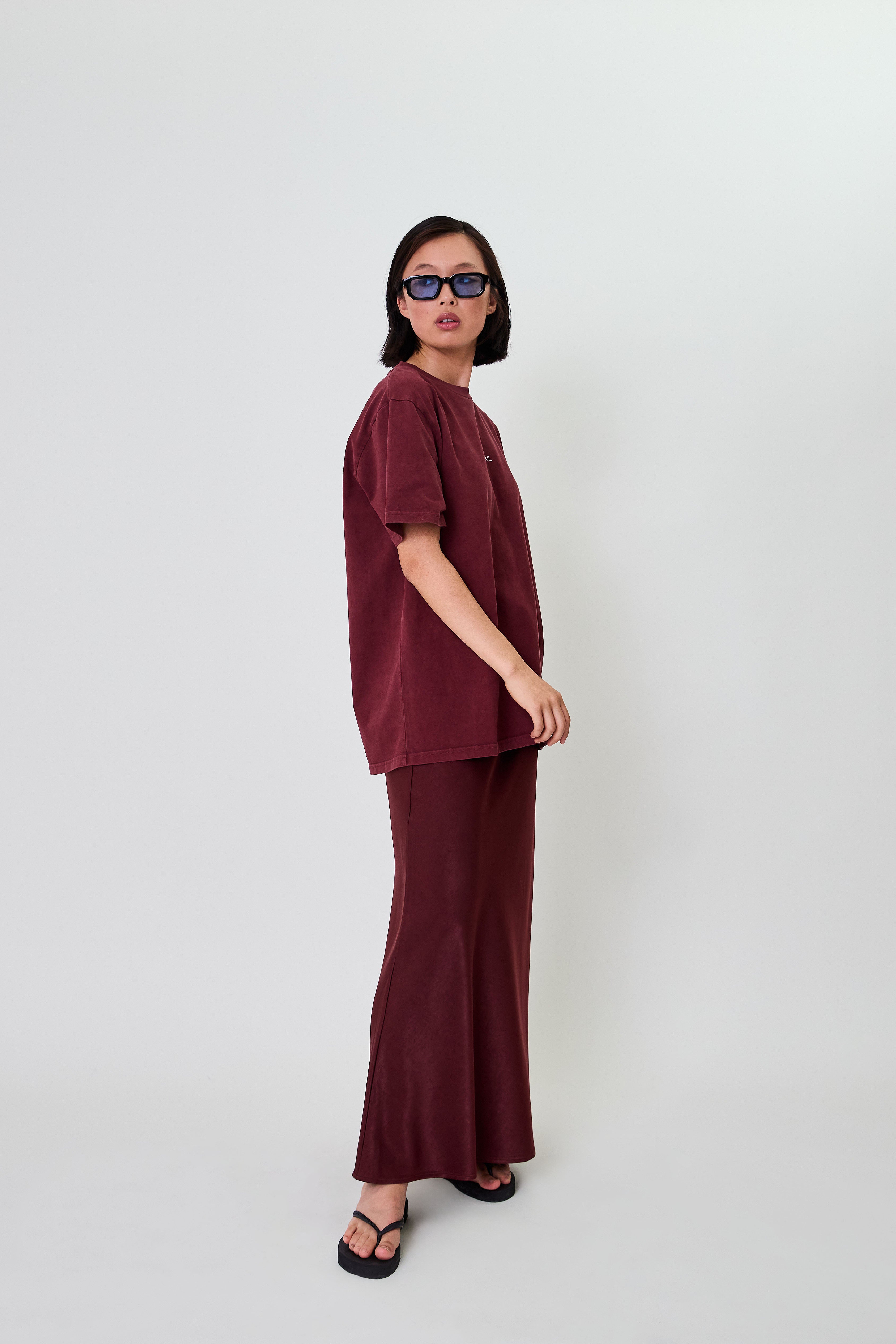 Jaelynn Satin Skirt Cherrywood