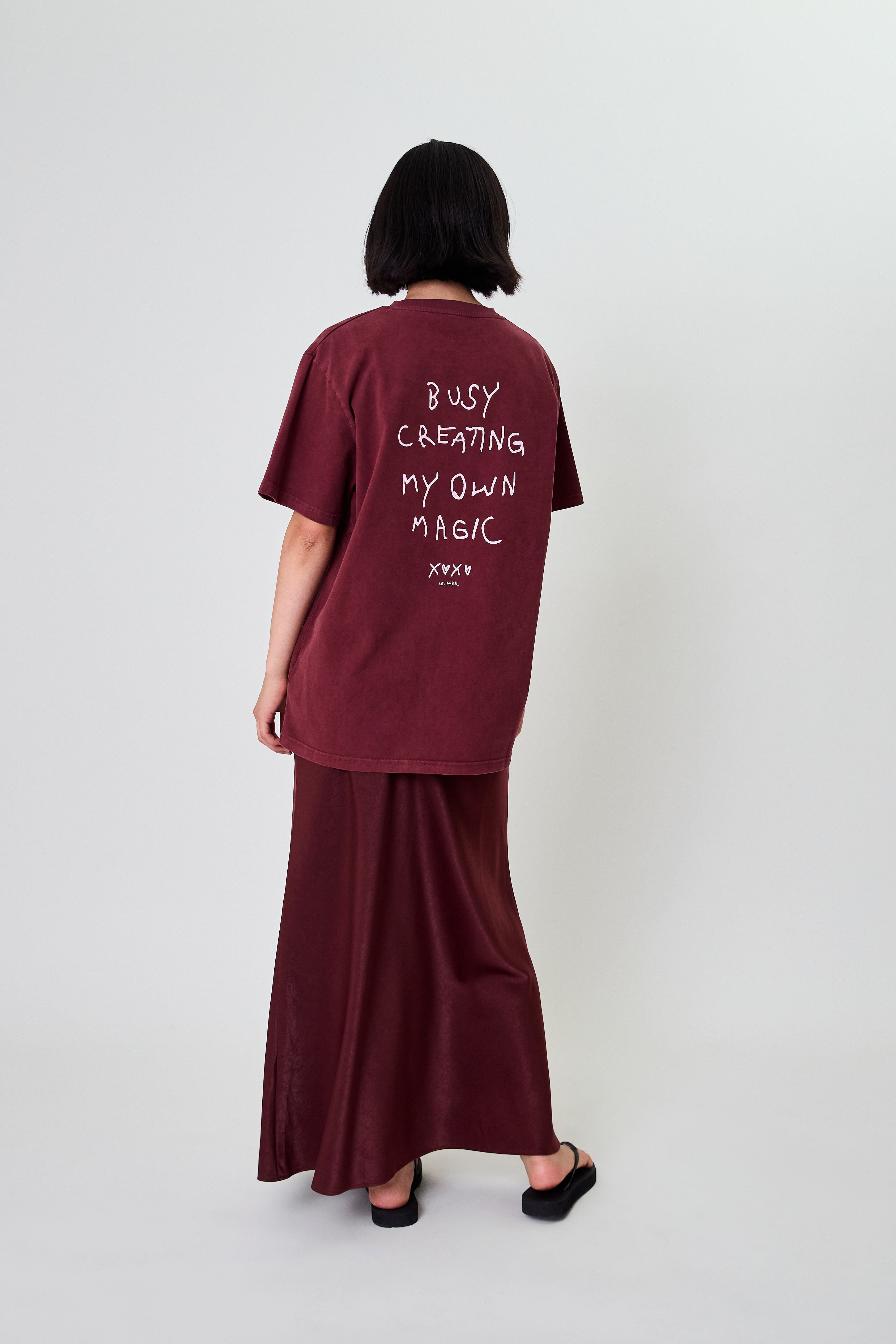 Jaelynn Satin Skirt Cherrywood