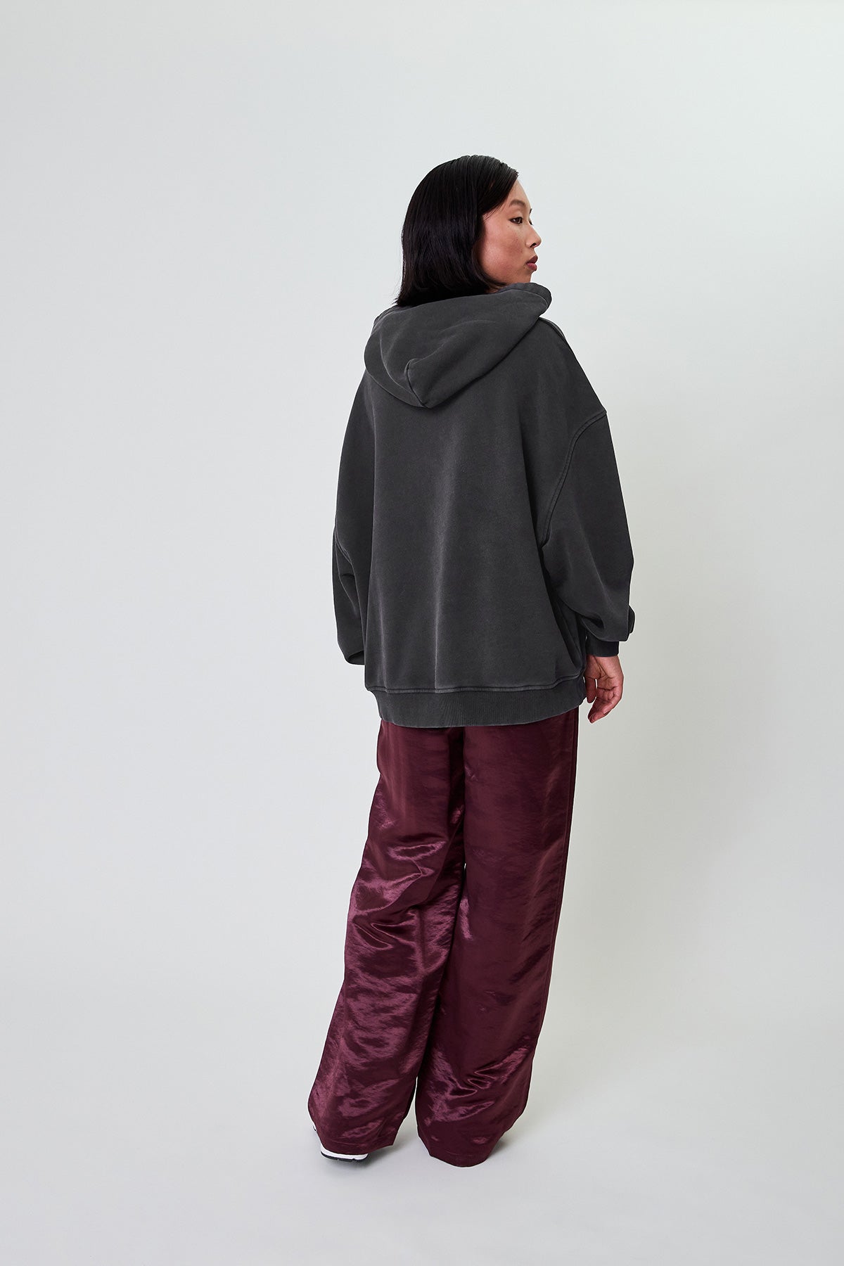 Boyfriend Hoodie Fluffy Dark Grey Acid