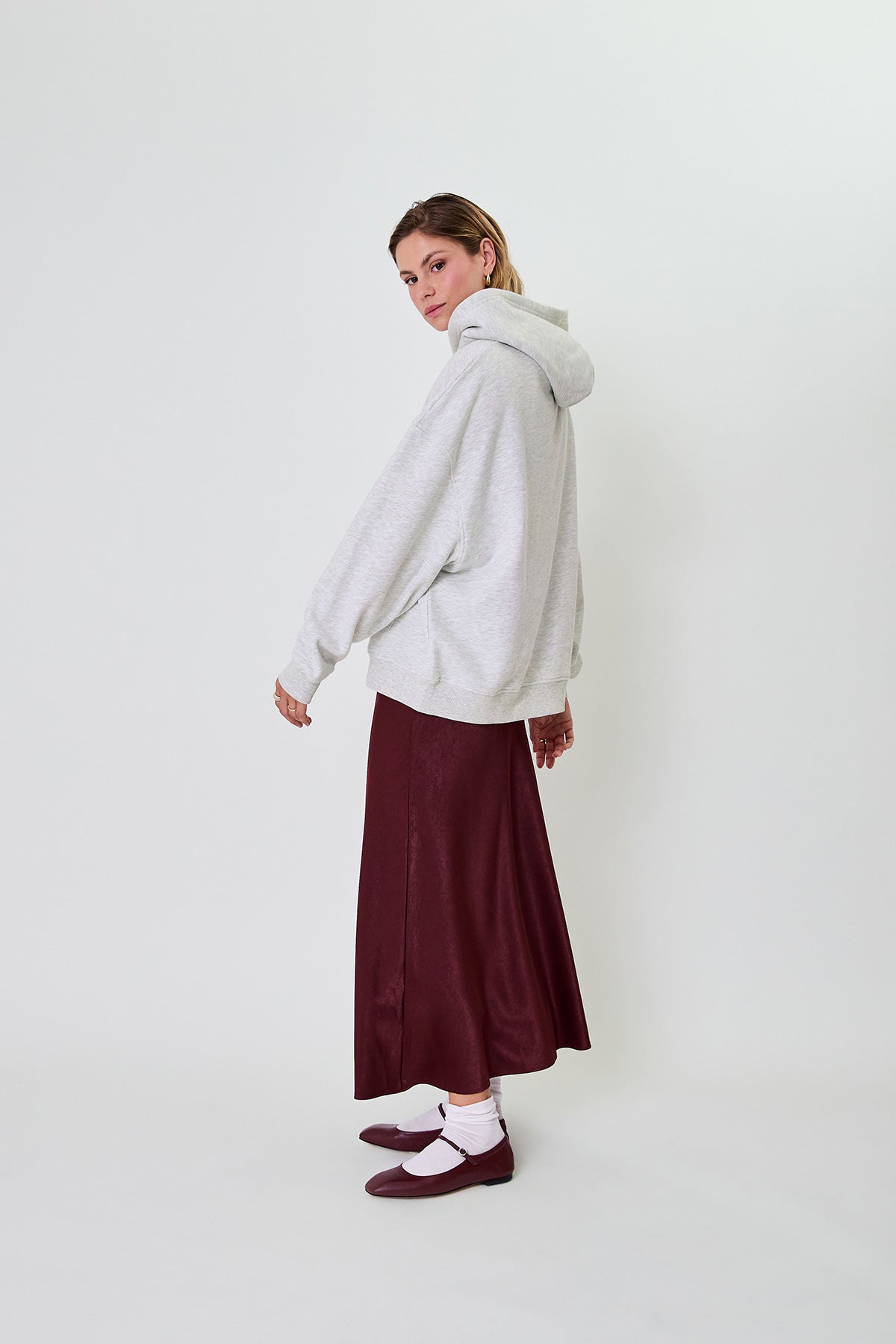 Boyfriend Hoodie Fluffy Grey Melange