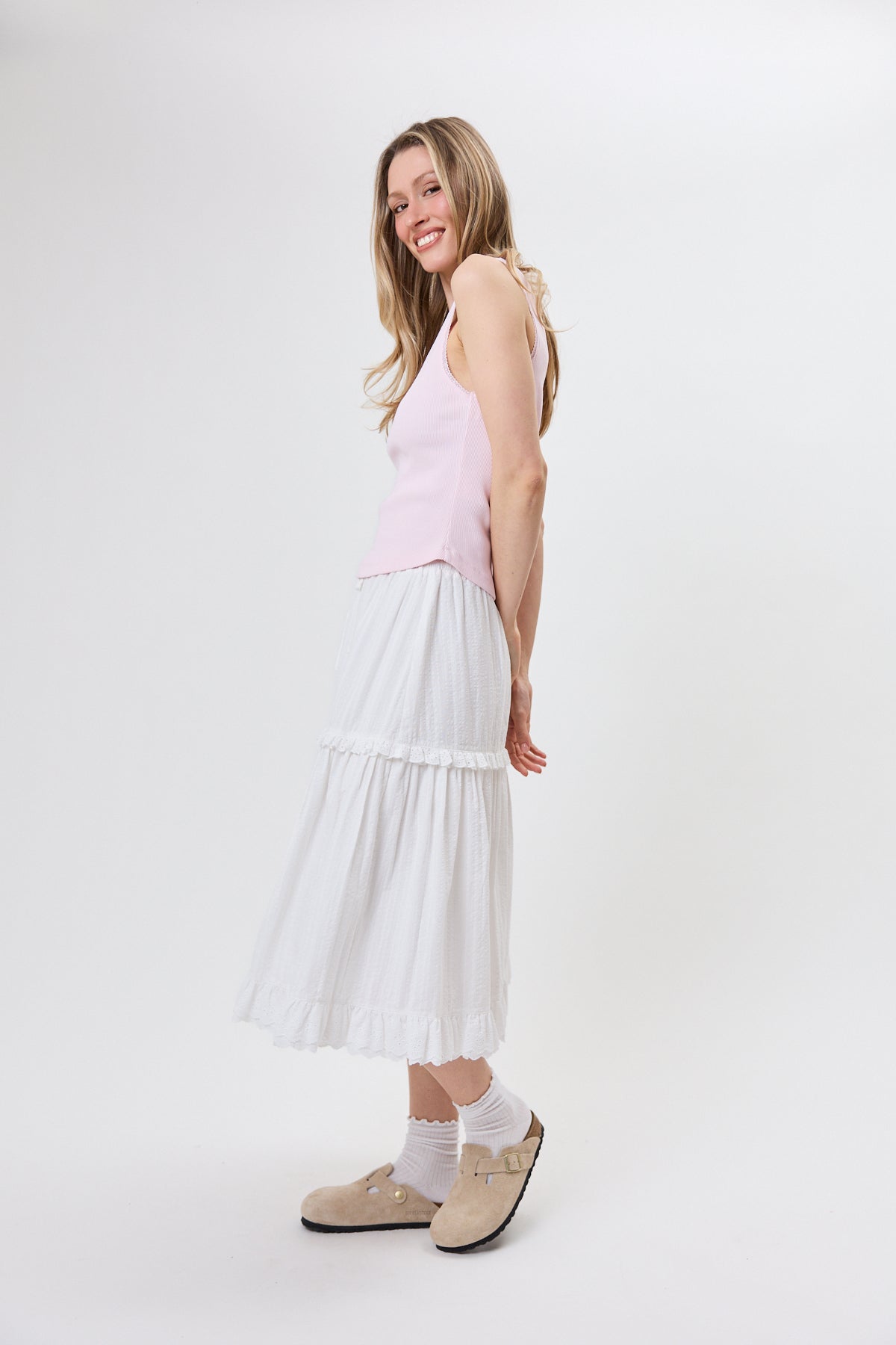 Christel Midi Skirt White
