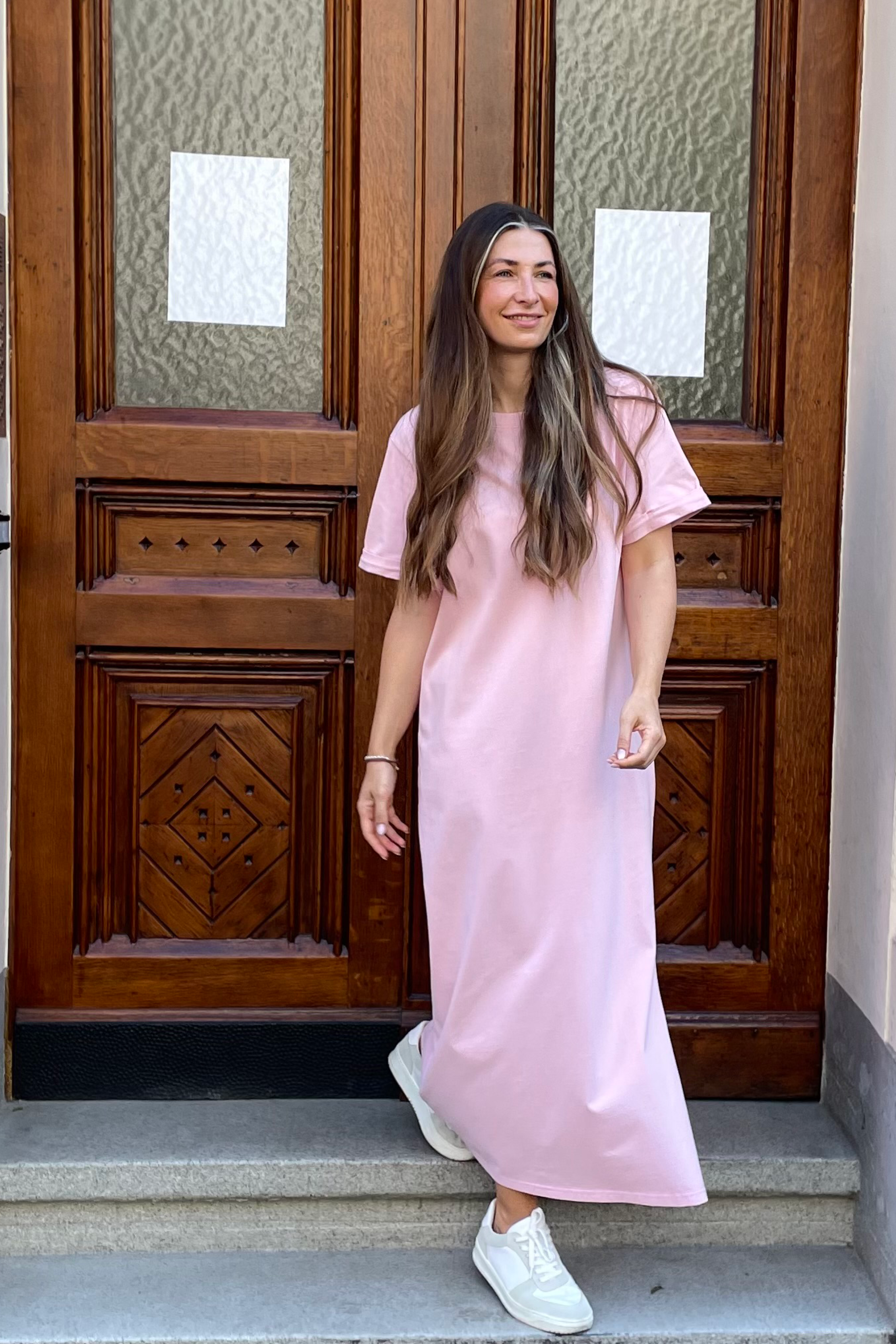 Juli Maxi T-Shirt Dress Baby Rose