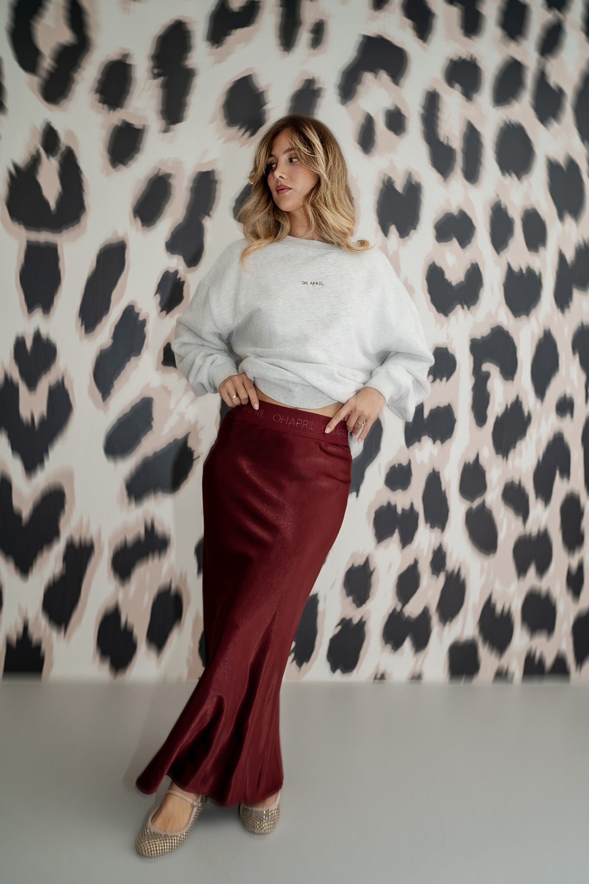 Jaelynn Satin Skirt Cherrywood