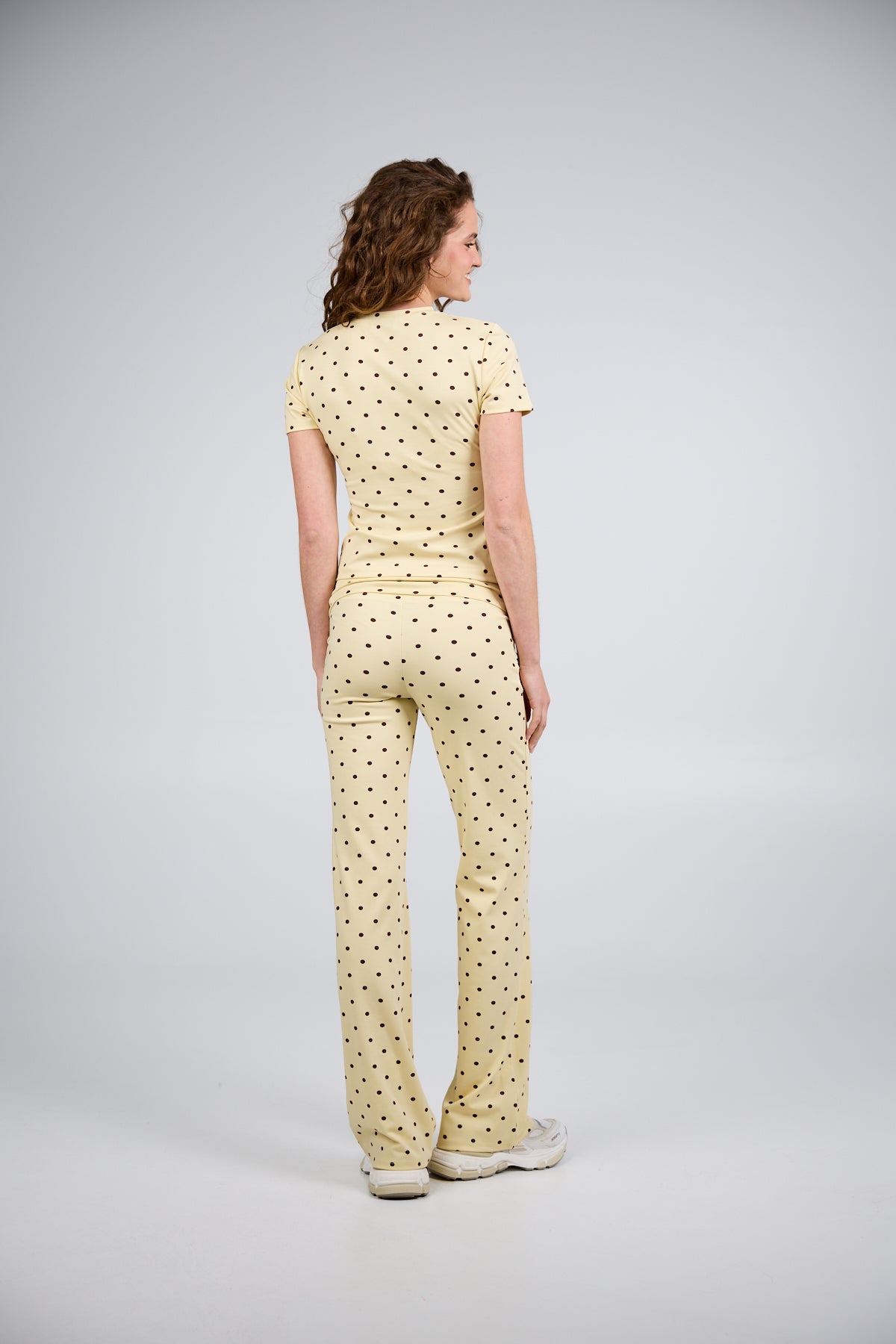Daisy Flared Leggings Butter Yellow Polkadot