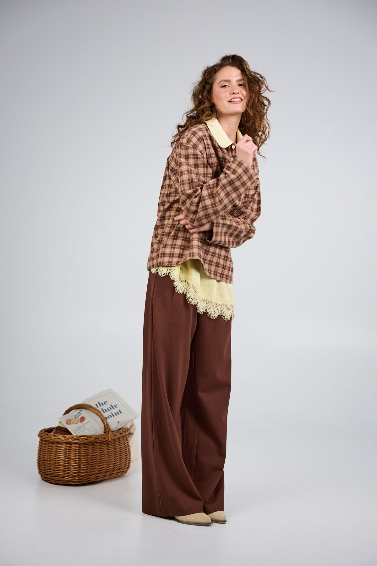 Diana Woven Polo Cocoa Dust Check