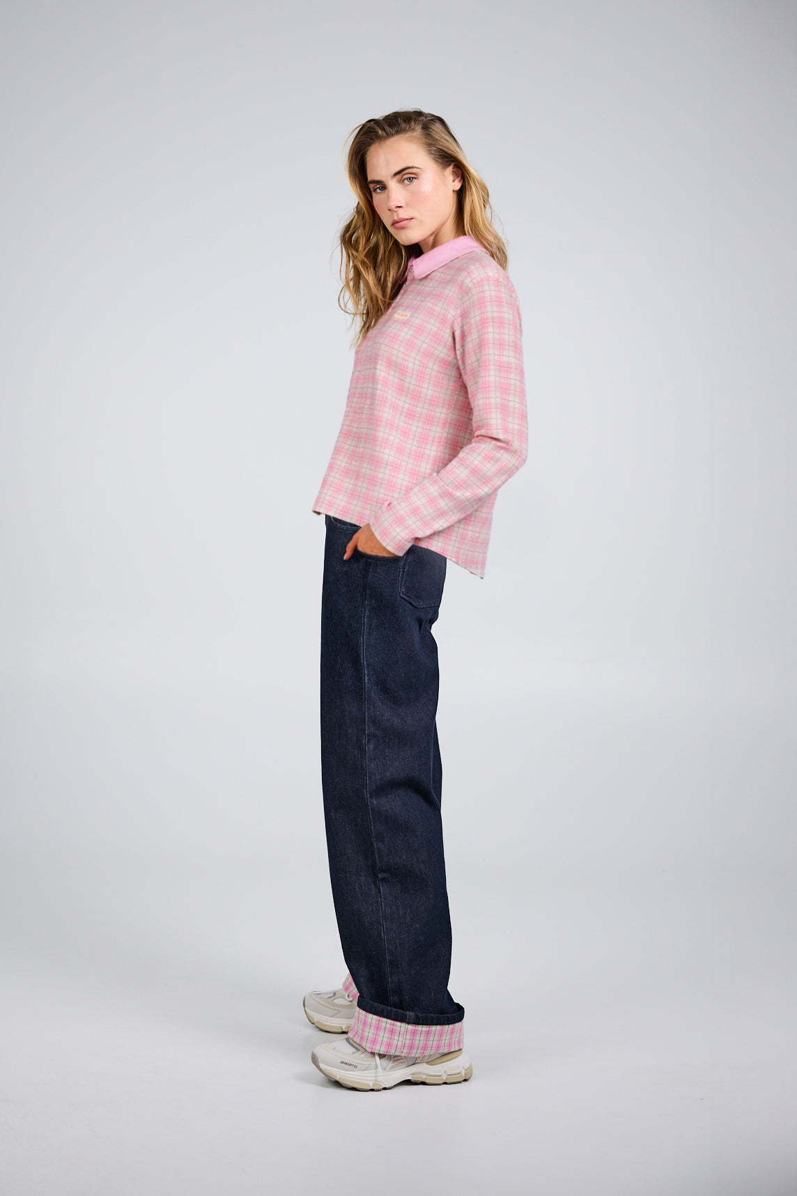 Diana Woven Polo Petal Cream Check