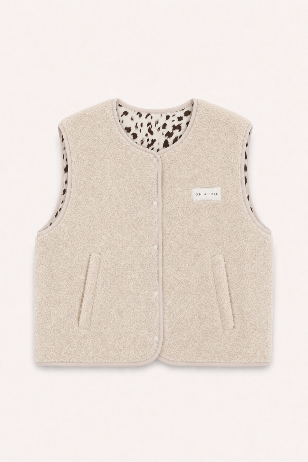 Magnolia Reversible Fleece Vest Off White/Cow