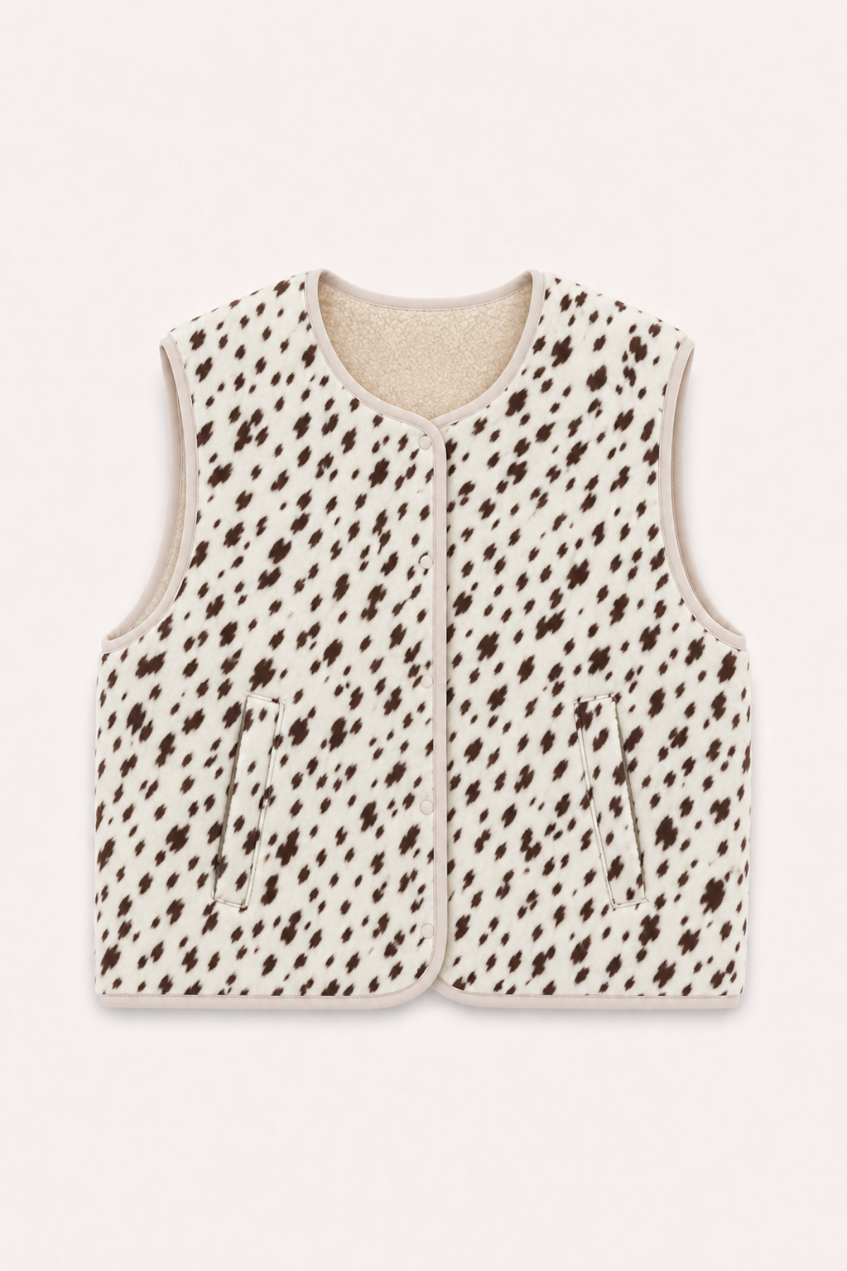 Magnolia Reversible Fleece Vest Off White/Cow