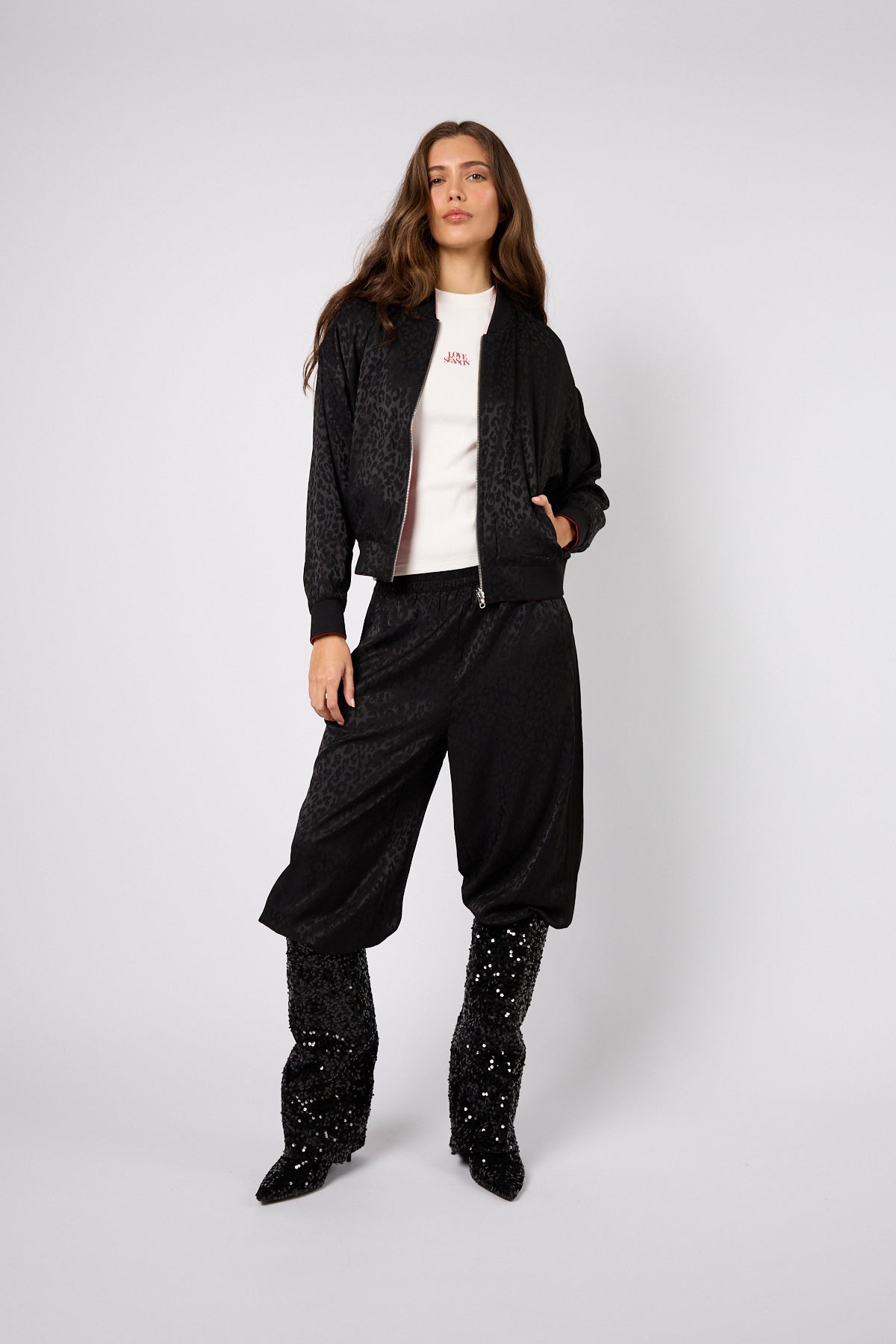 Elin Reversable Bomber Jacket Leo Black/Maroon