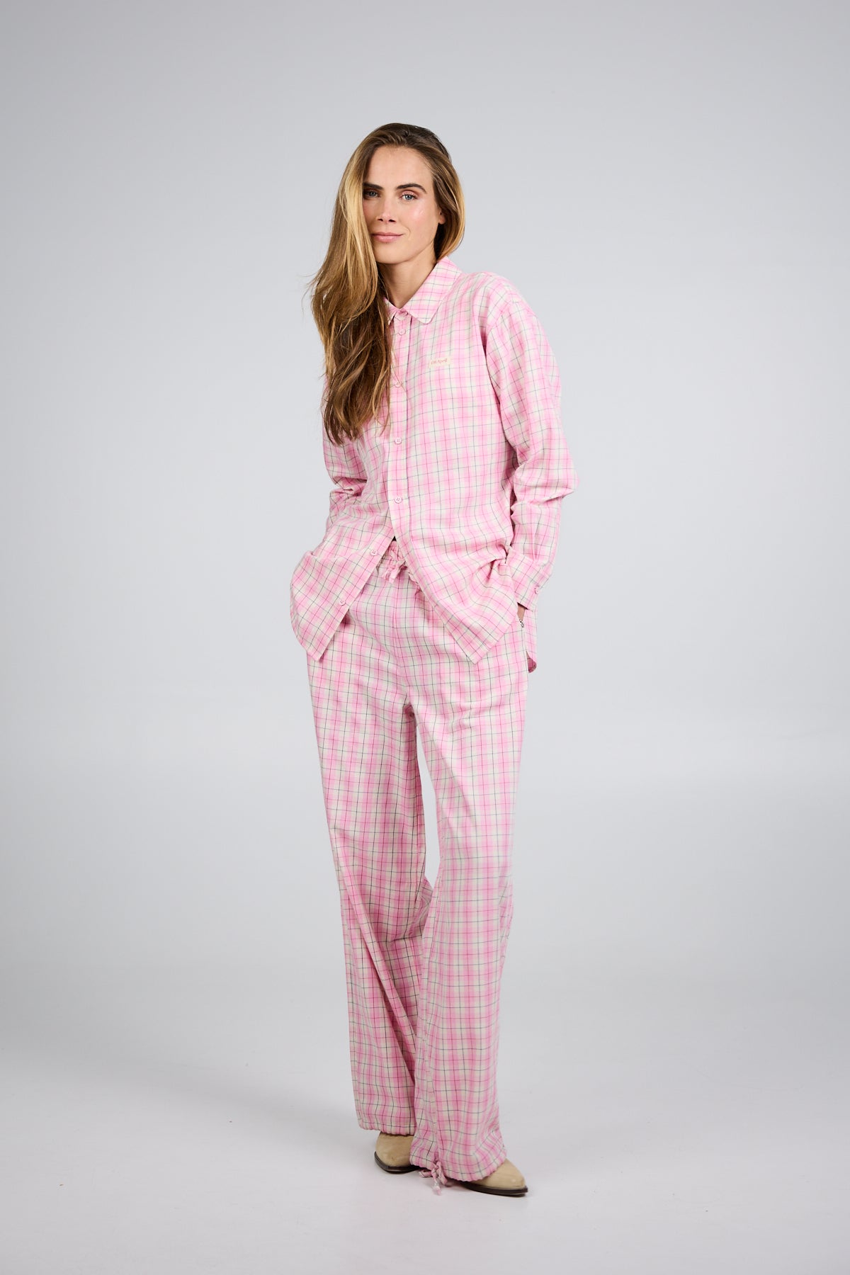 Elior Woven Pants Petal Cream Check