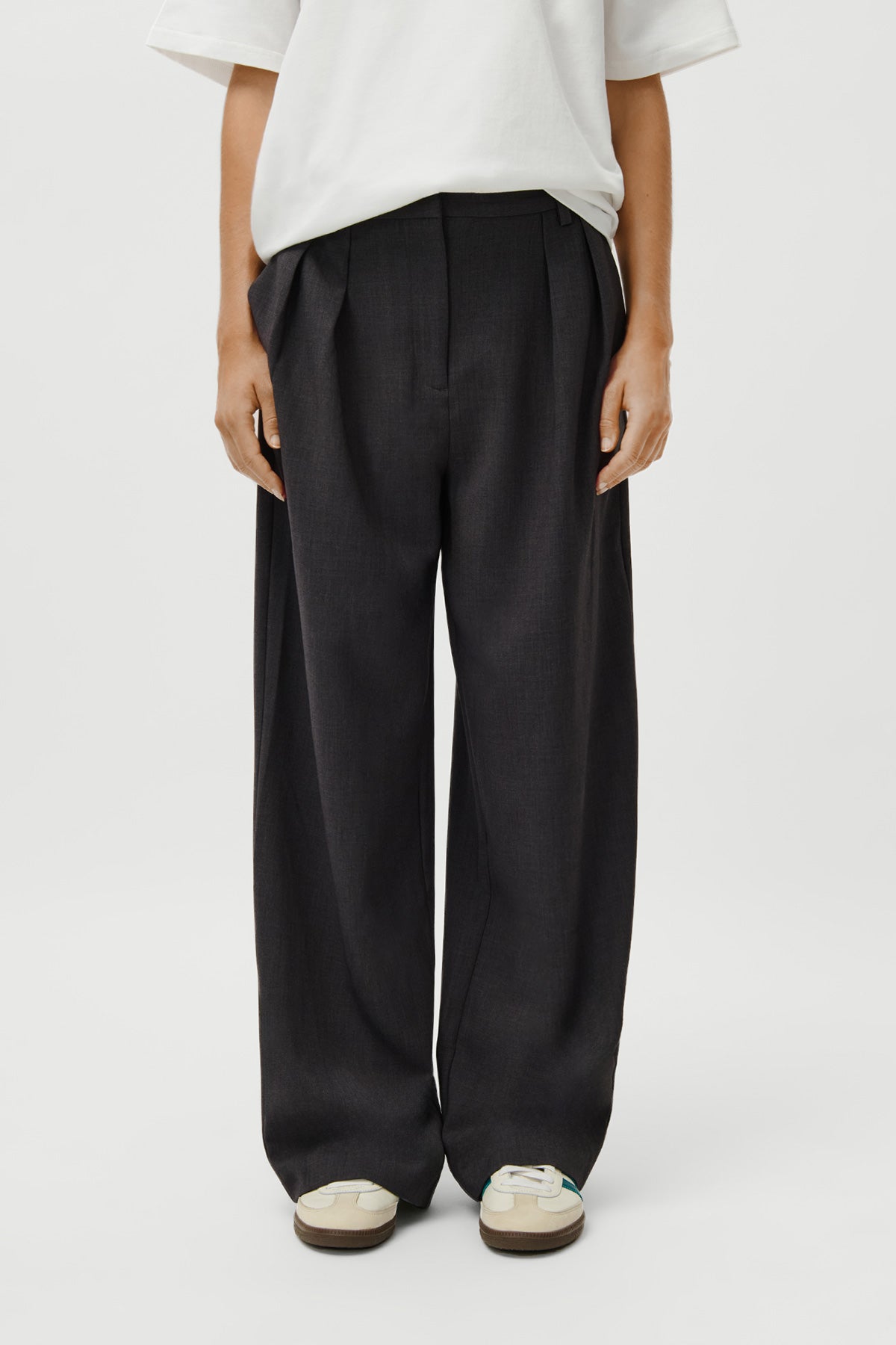 Franja Pants Tall Dark Grey Melange