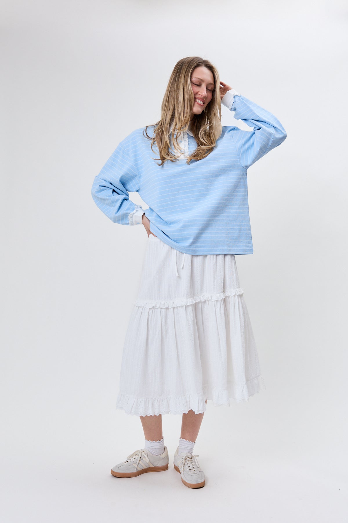 Jolina Lace Polo Sky Blue