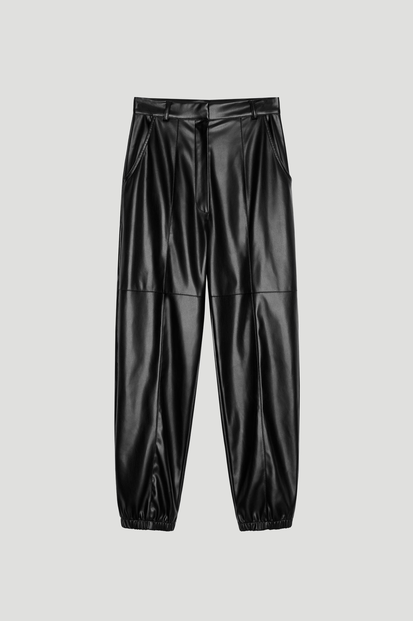 Black leather joggers online