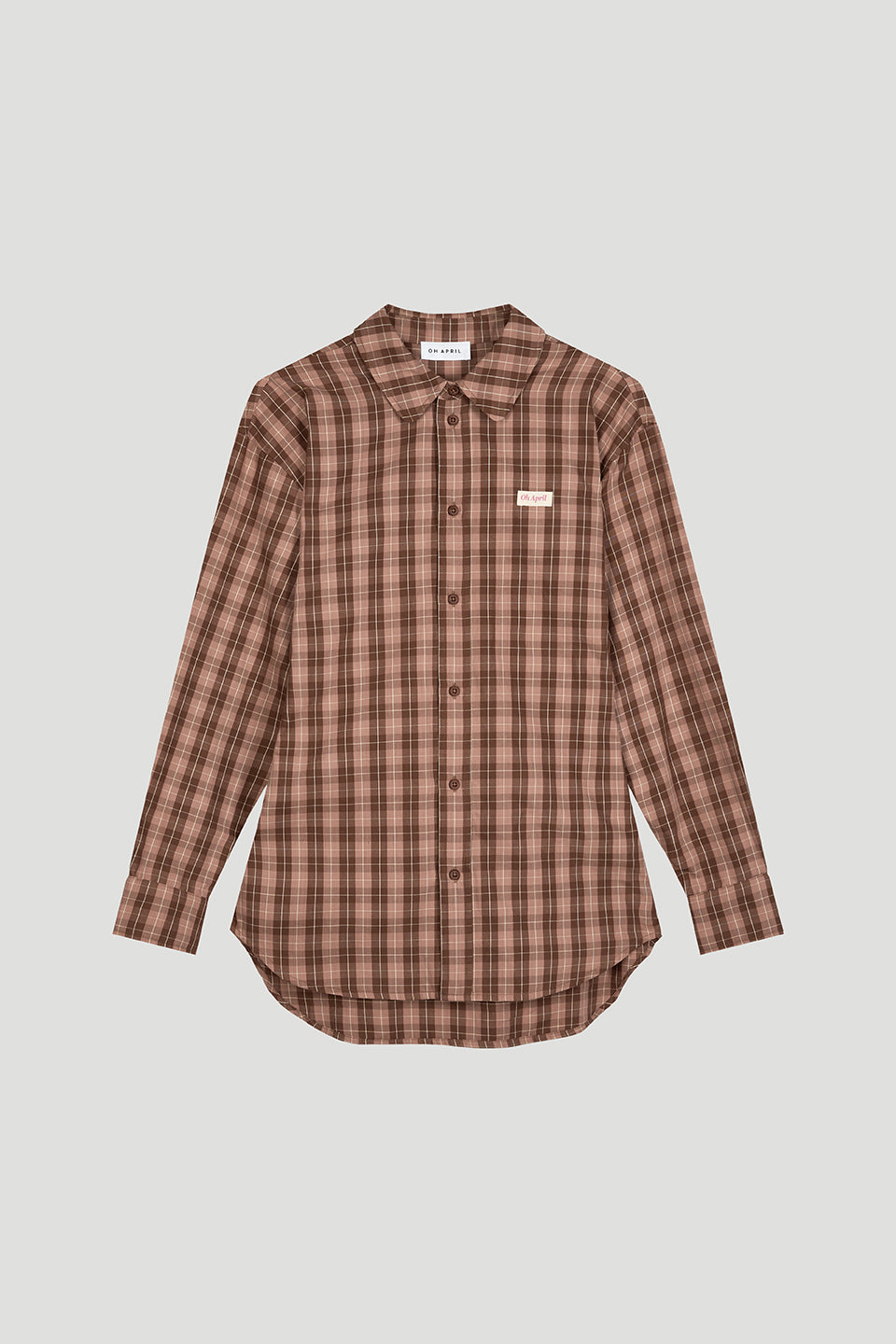 Lilia Oversized Shirt Cocoa Dust Check
