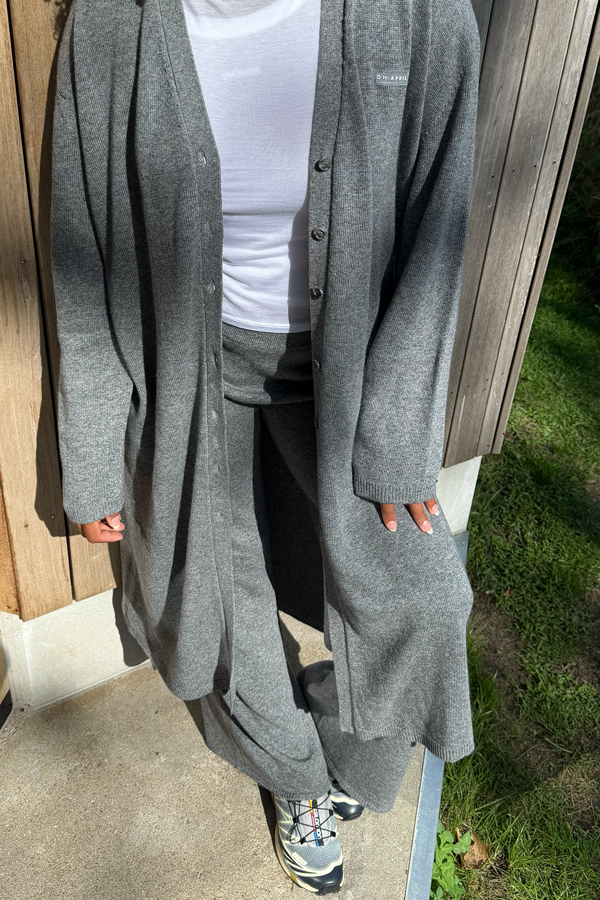 Langer Strickcardigan aus Viskose-Merino-Mix – Grey Melange