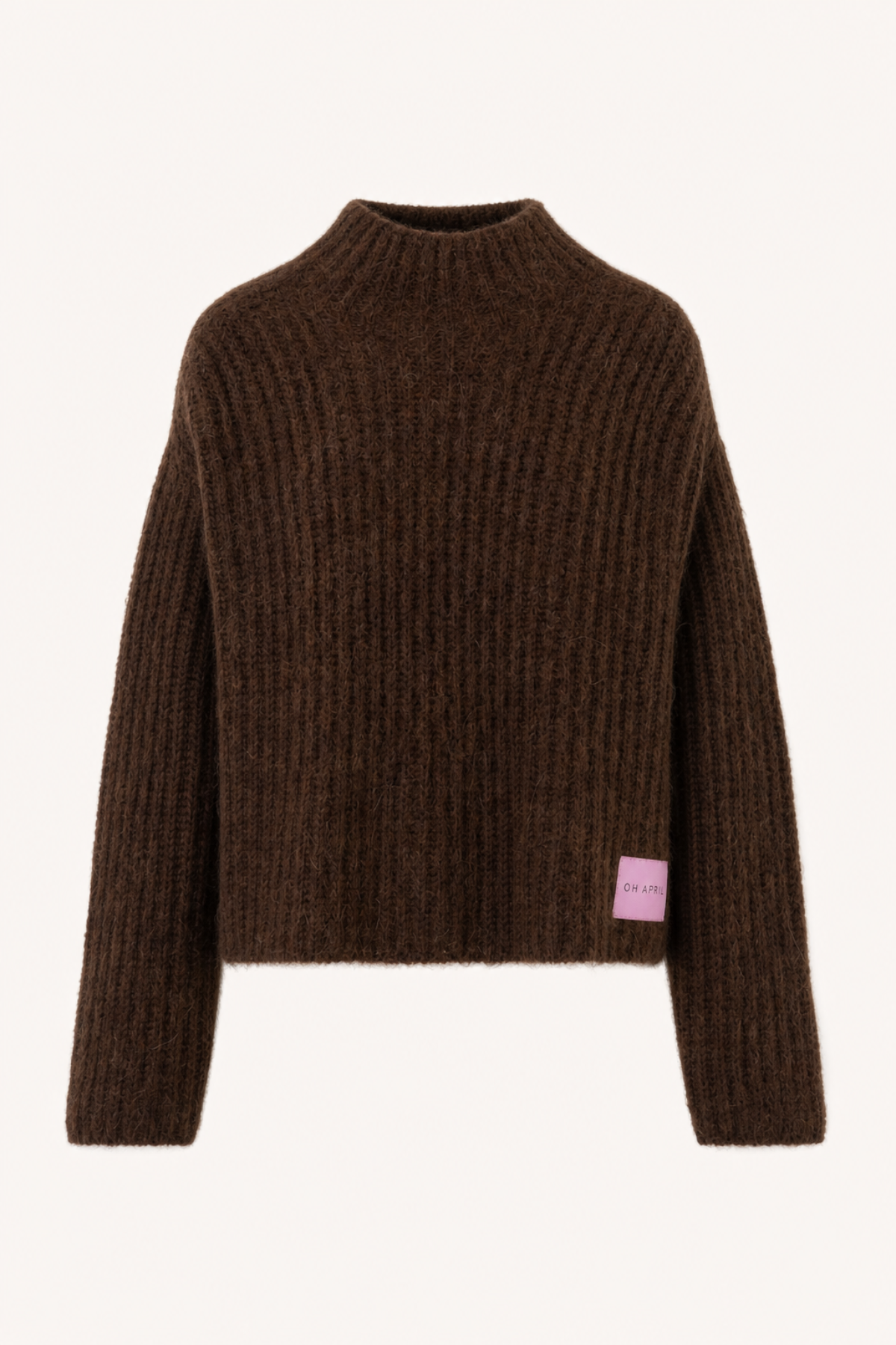 Cropped Strickpullover mit Alpakawolle – Dark Brown