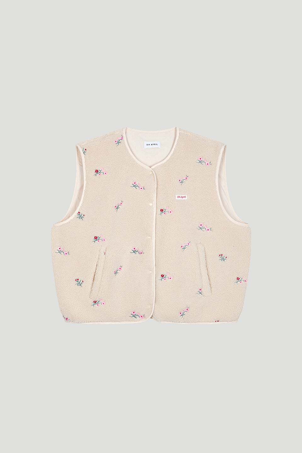 Magnolia Fleece Vest Off White Floral
