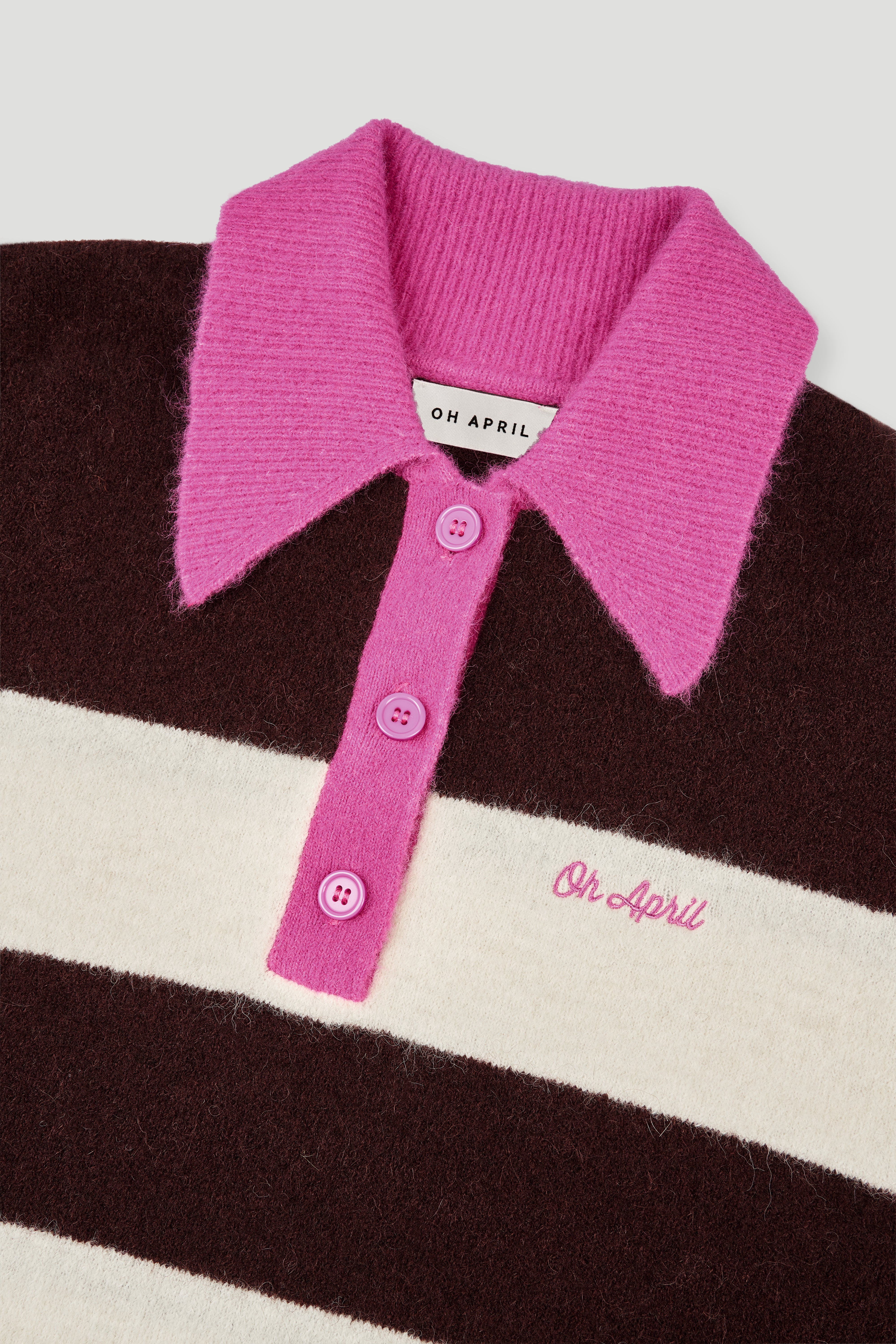 Maya Knit Polo Truffle Stripe