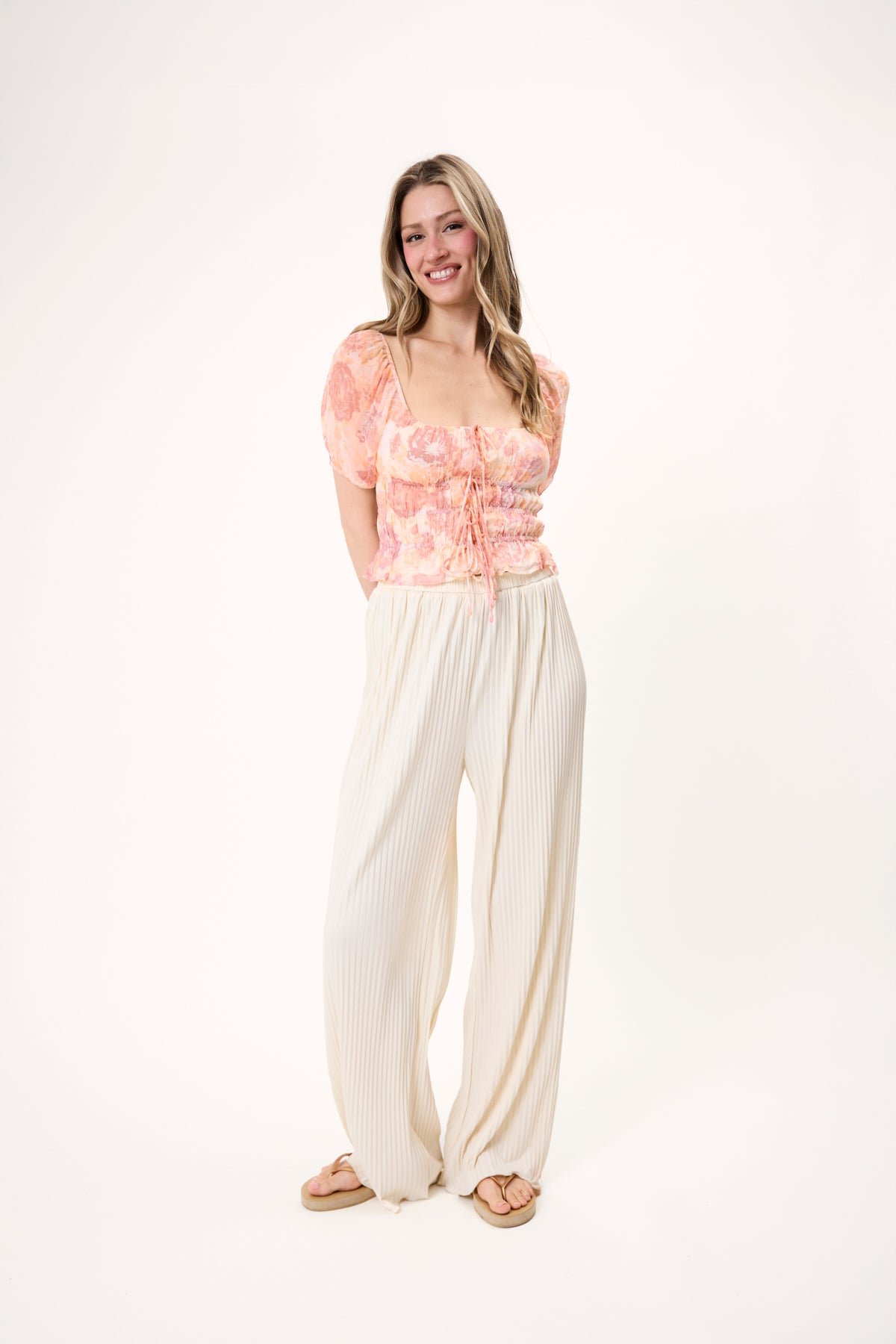 Kiera Plissee Pants Beige