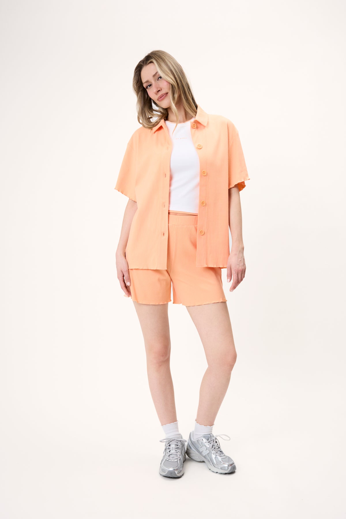 Fleur Short Sleeve Blouse Peach