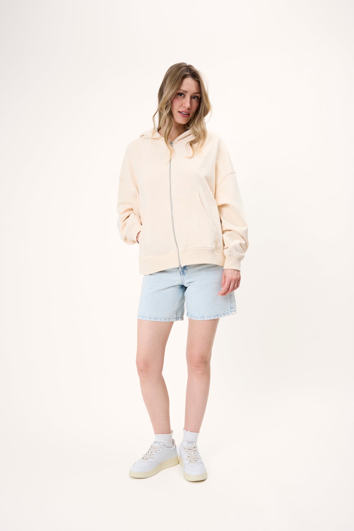 BF Zip Hoodie Flower Beige