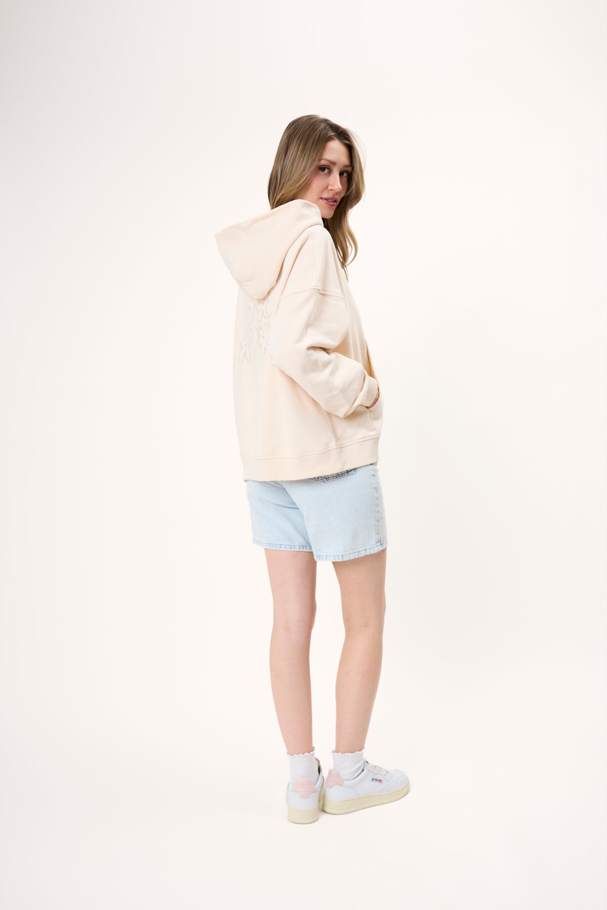 BF Zip Hoodie Flower Beige
