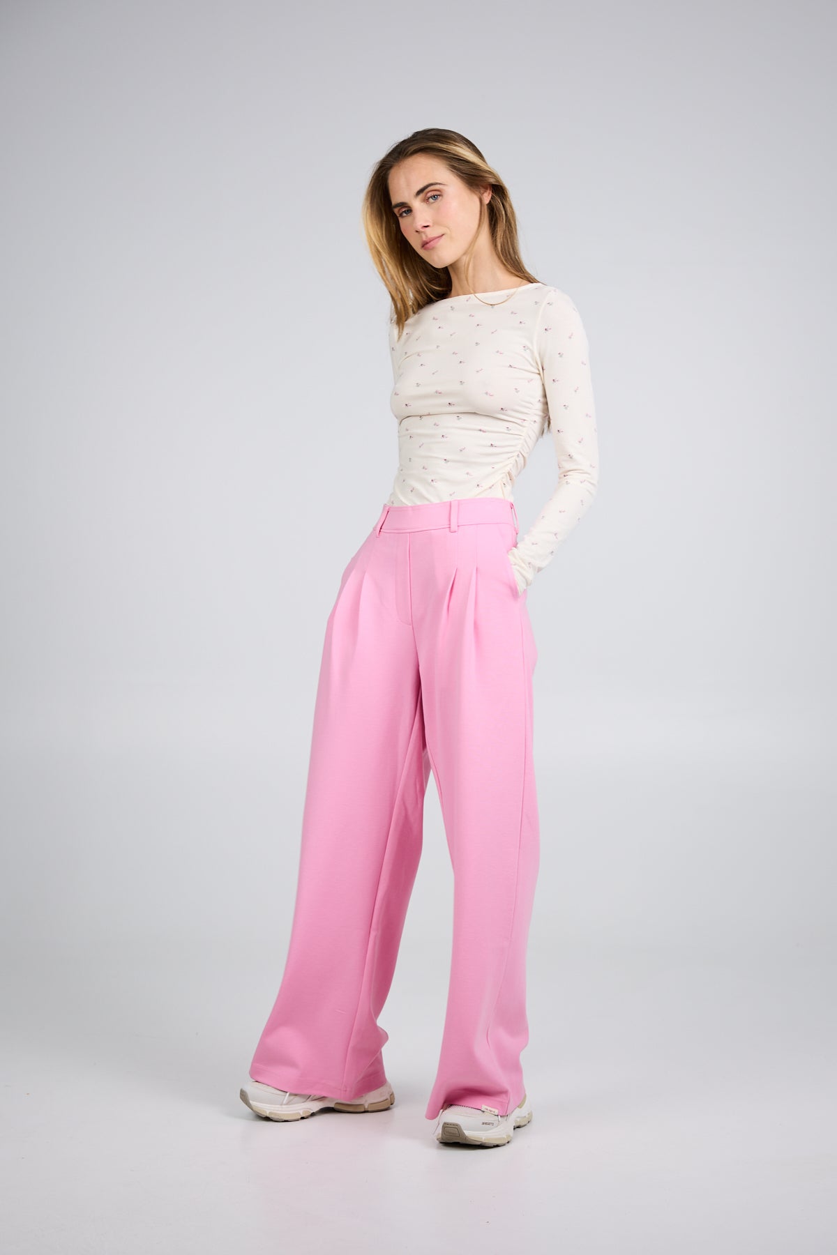 Miri Wide Leg Pants Petal Cream