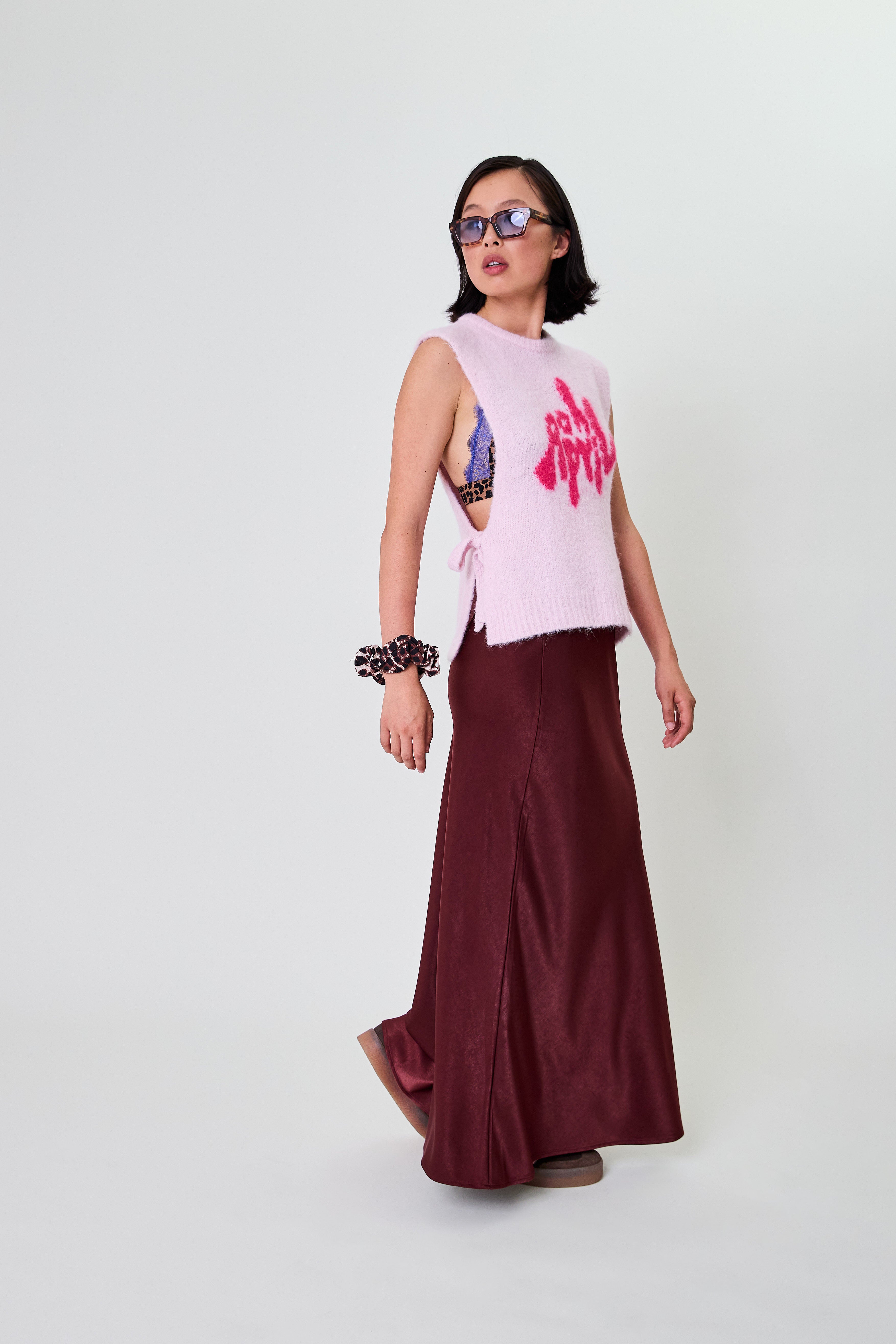 Moxie Tie Vest Sugar Pink