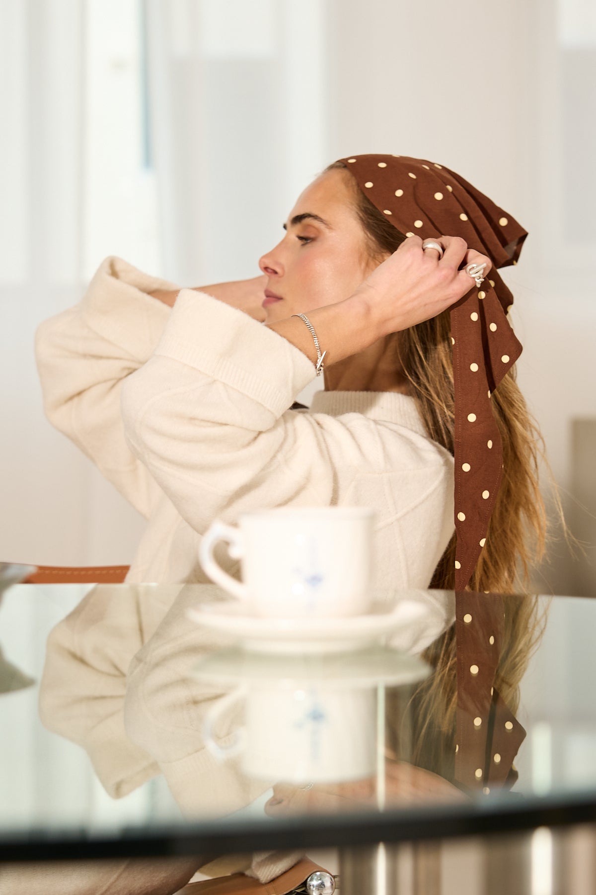 Nevi Scarf Cocoa Dust Polkadot