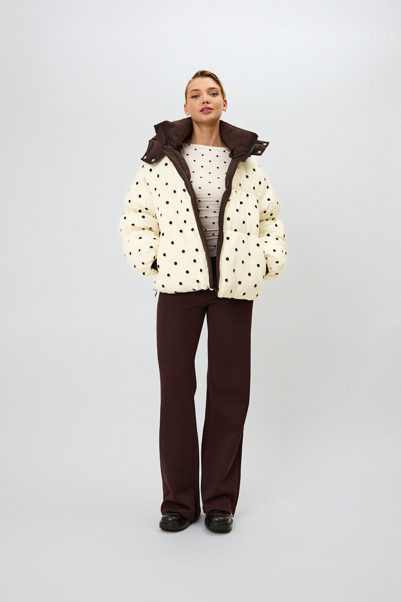 Nicky Puffer Jacket Truffle/Polkadots