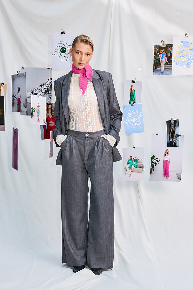 Leana Pleated Trousers Pinstripe