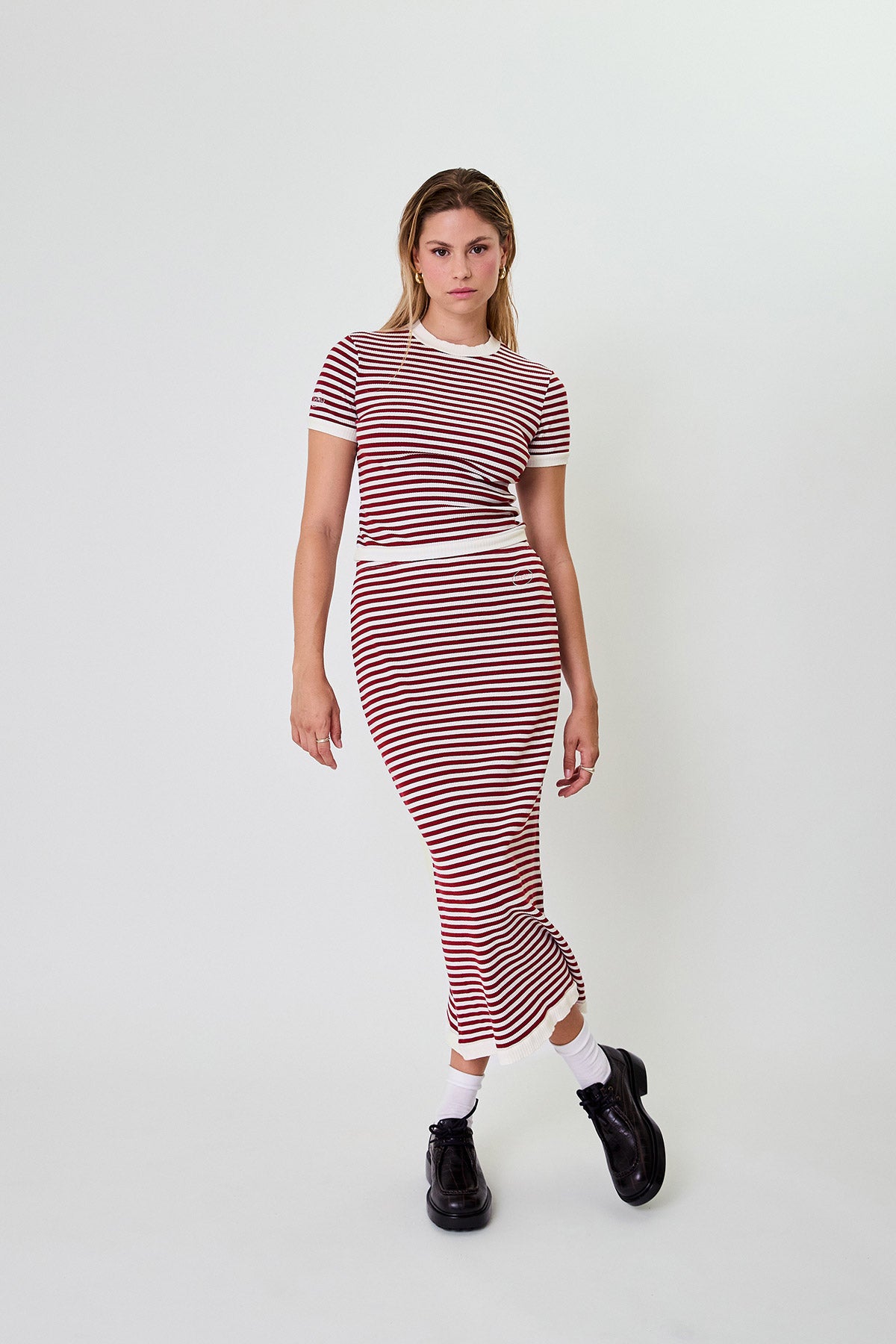 Lior Striped Skirt Cherrywood