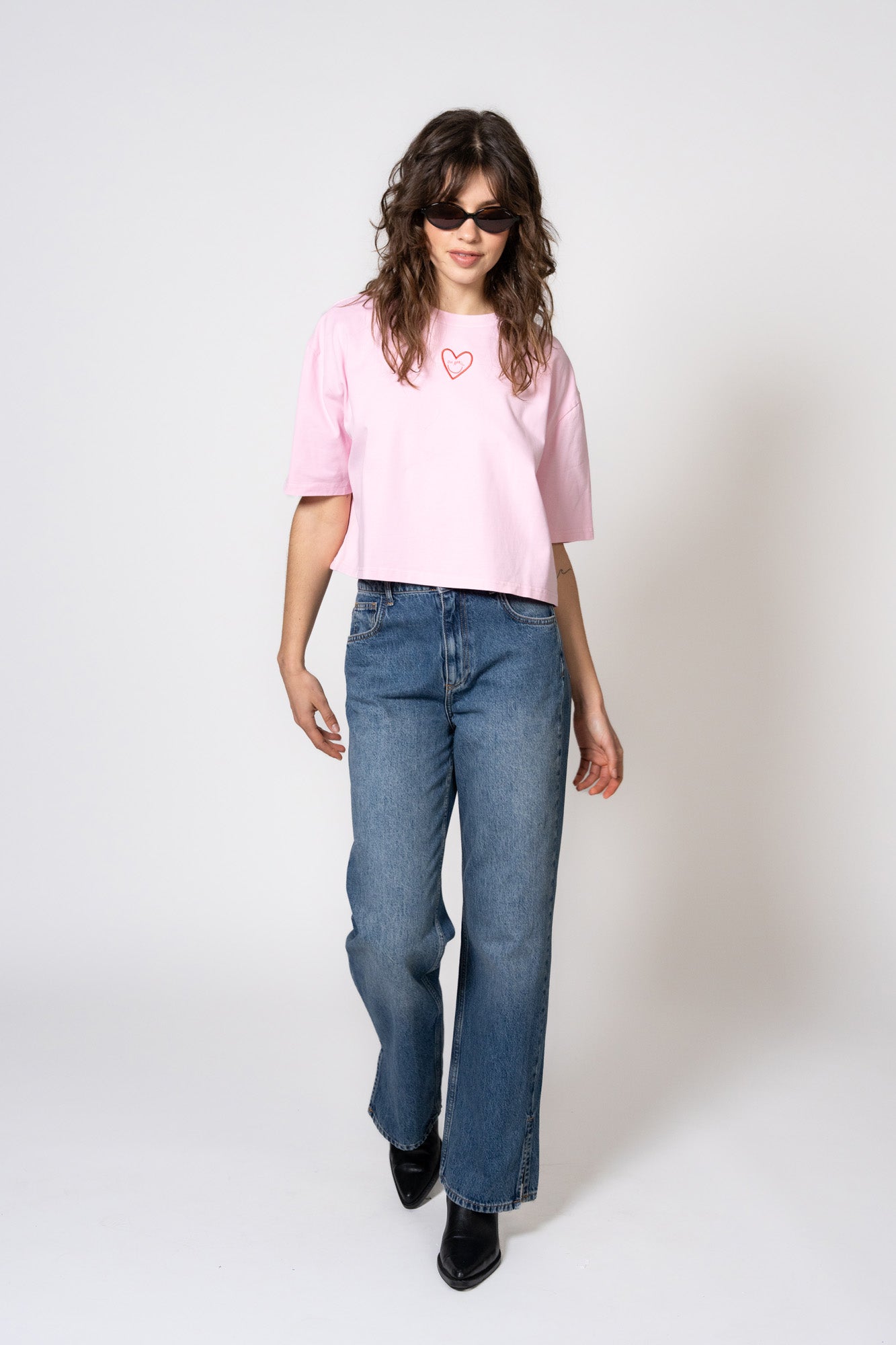 Cropped T-Shirt Heart Soft Blush