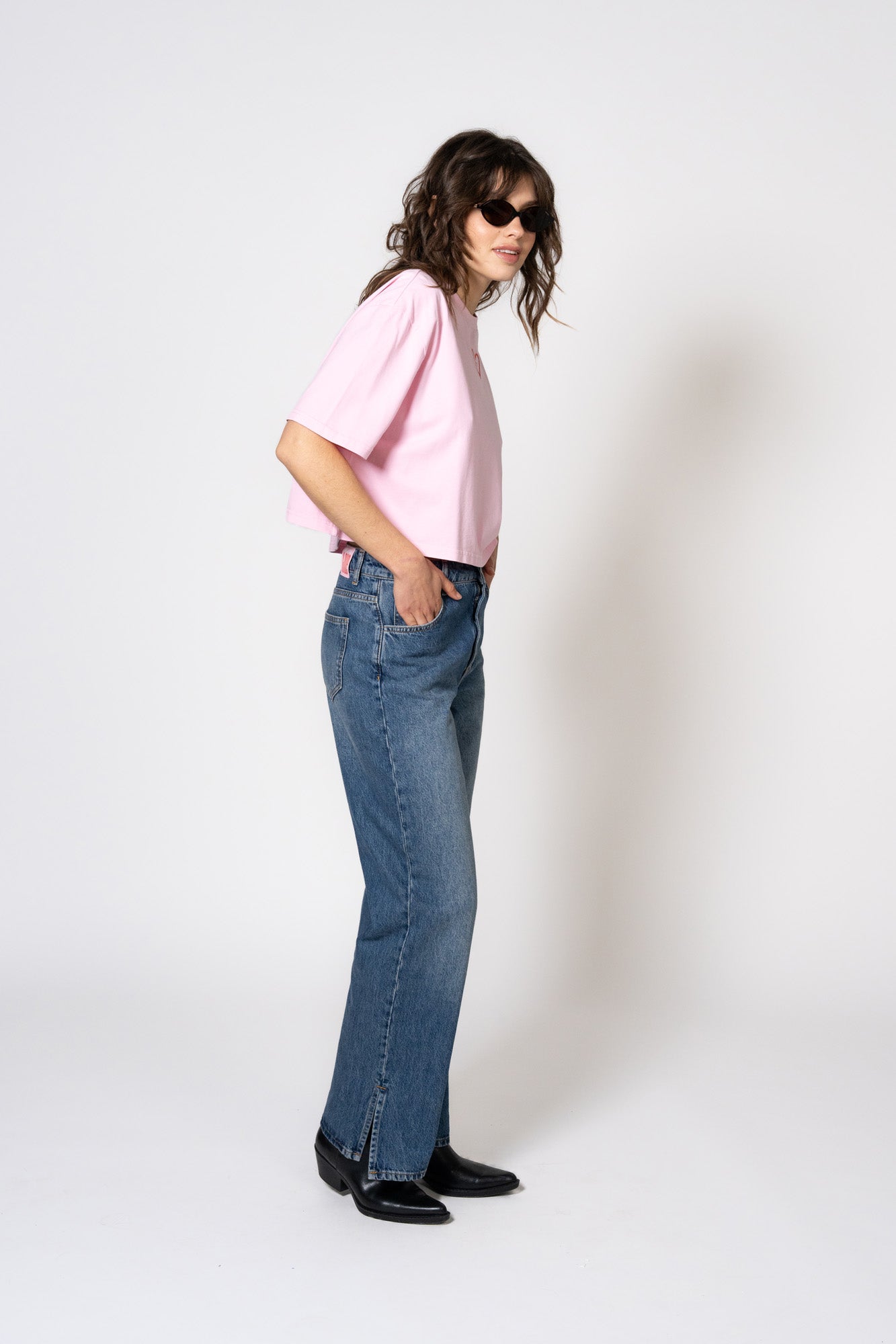 Cropped T-Shirt Heart Soft Blush