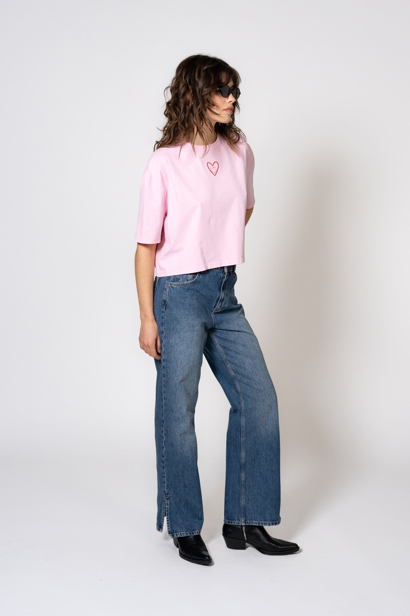 Cropped T-Shirt Heart Soft Blush
