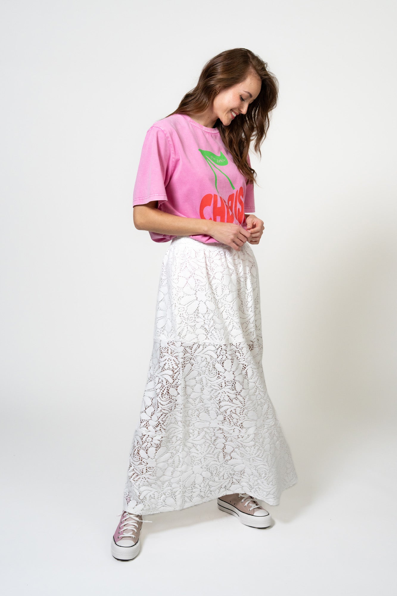 Cherimoya Lace Skirt Off White
