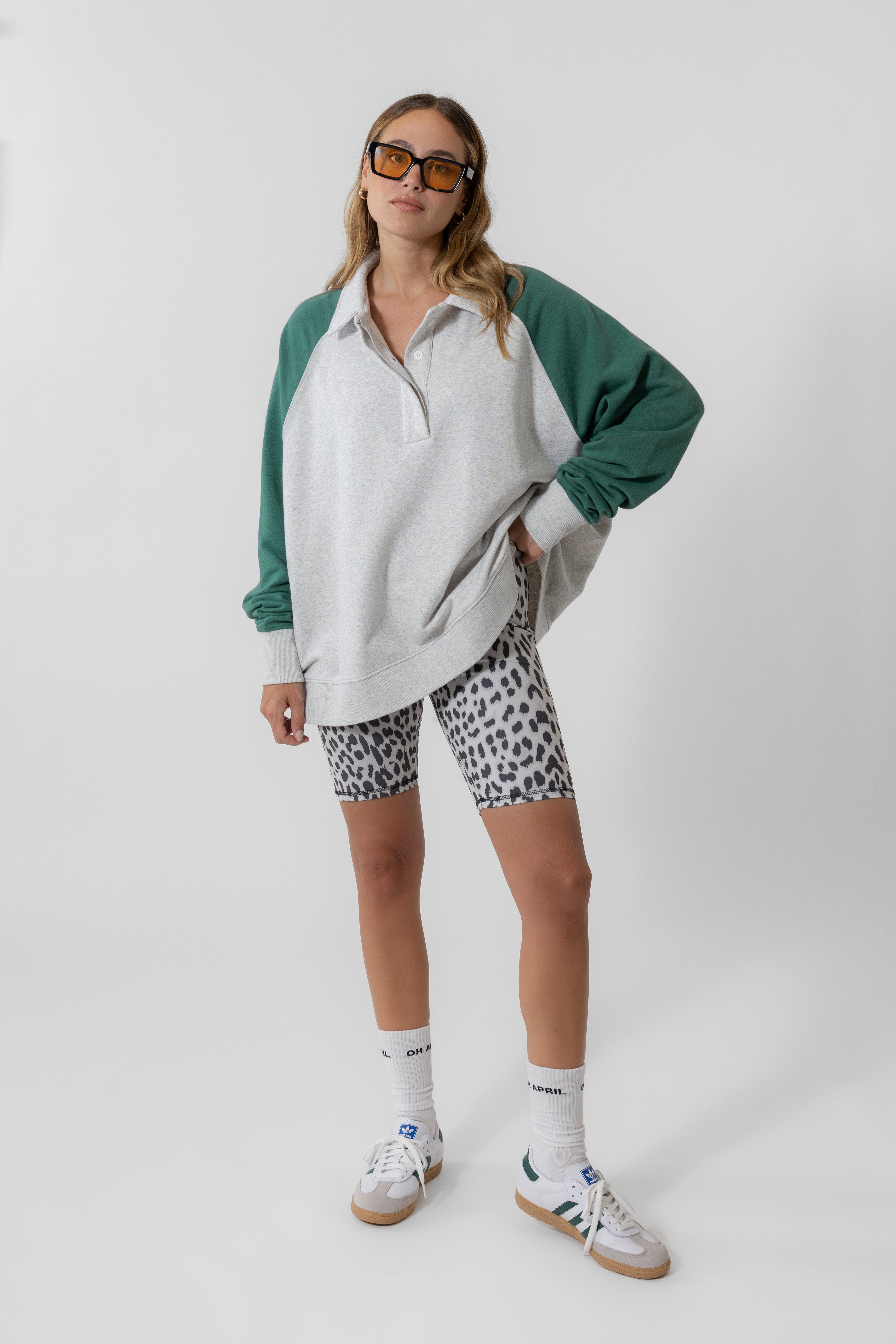 Polo Sweatshirt Grey/Forest Green Progress